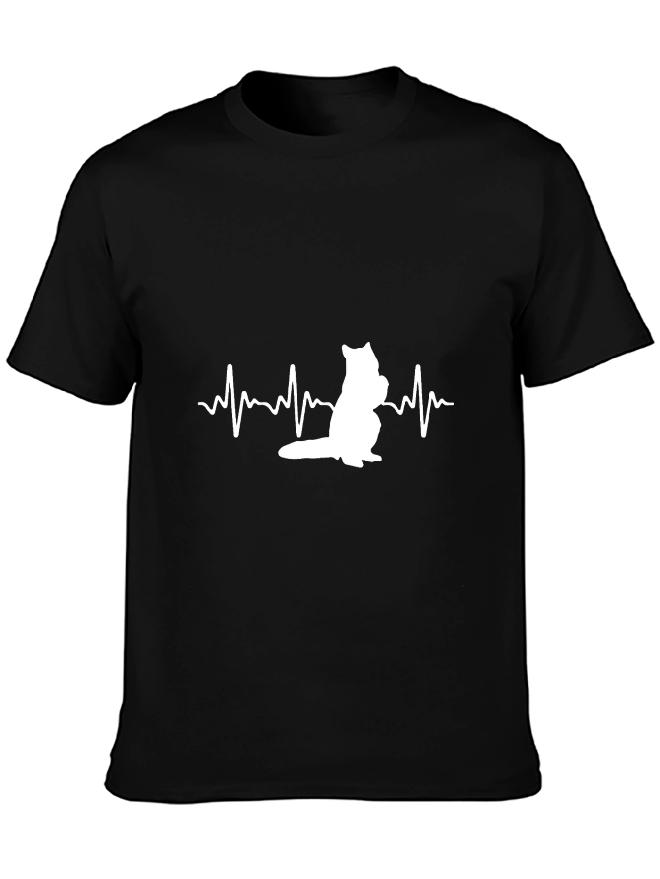 Cat Heartbeat T-Shirt - Black