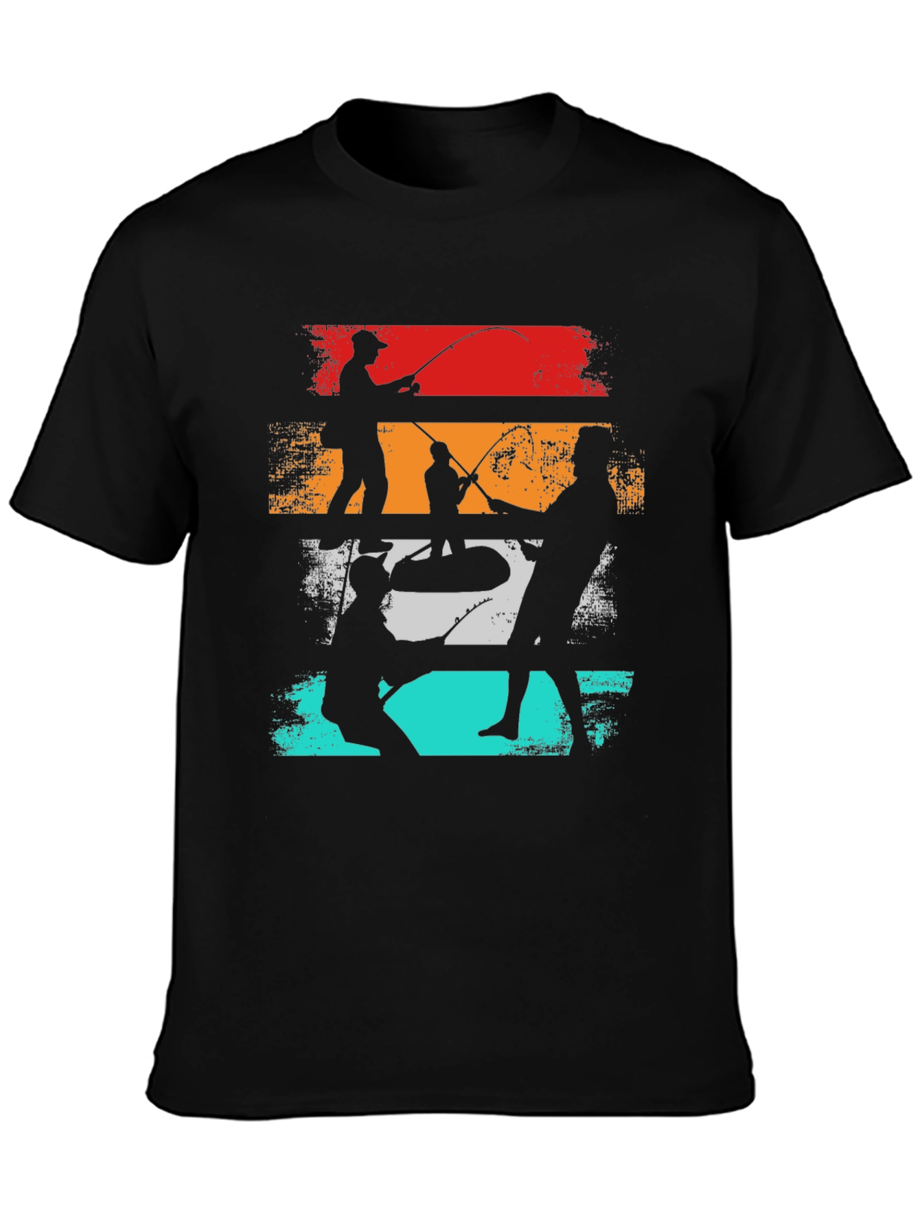 Retro Fishing T-Shirt - Anglers Silhouette Tee
