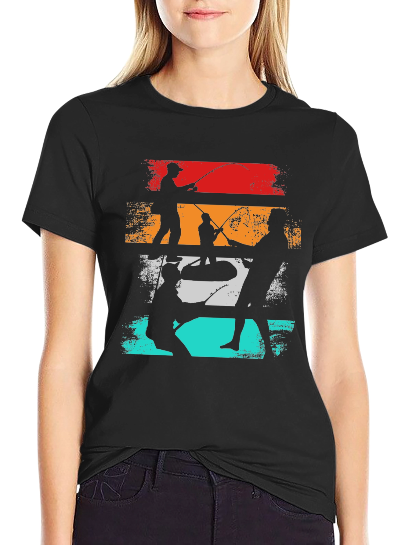 Retro Fishing T-Shirt - Anglers Silhouette Tee