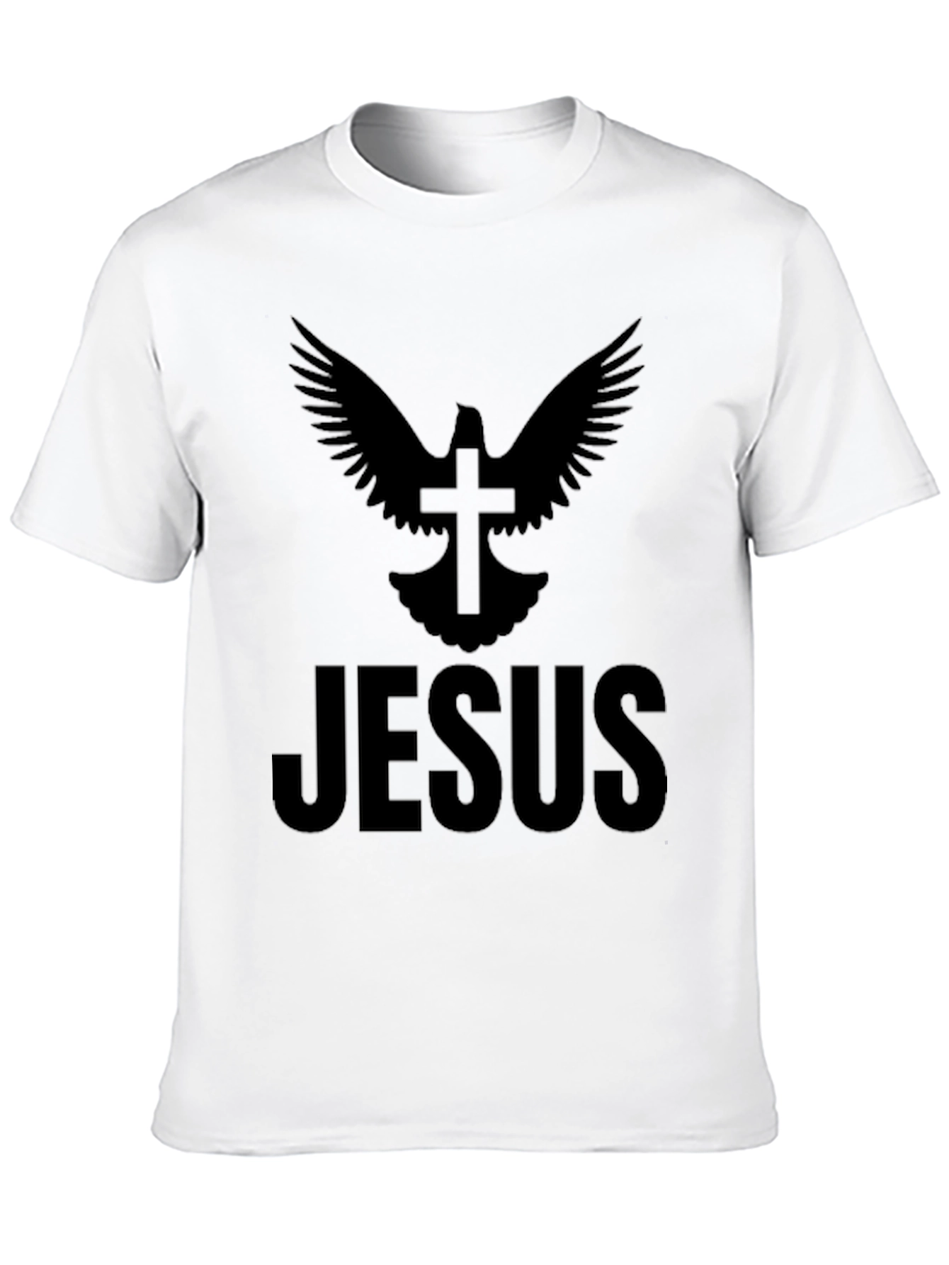 Dove Cross Jesus Graphic Print Black T-Shirt