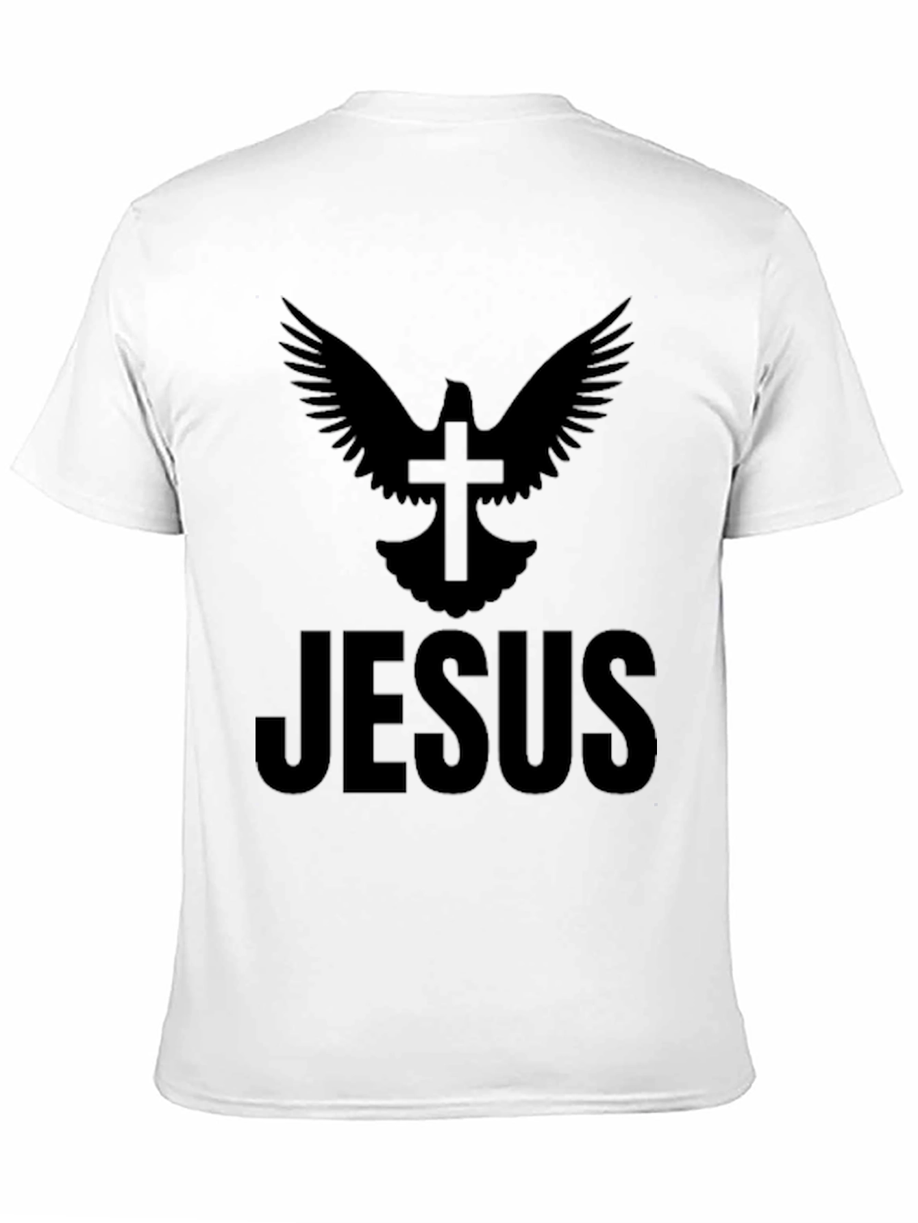 Dove Cross Jesus Graphic Print Black T-Shirt