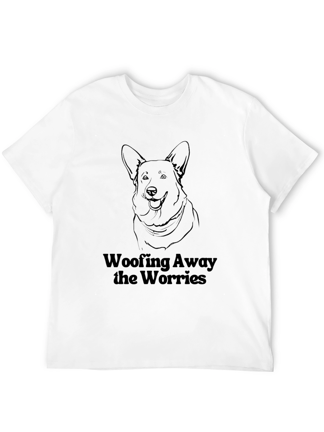 Woofing Away Worries Black Dog T-Shirt