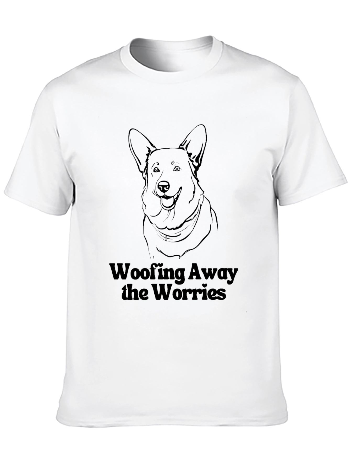 Woofing Away Worries Black Dog T-Shirt