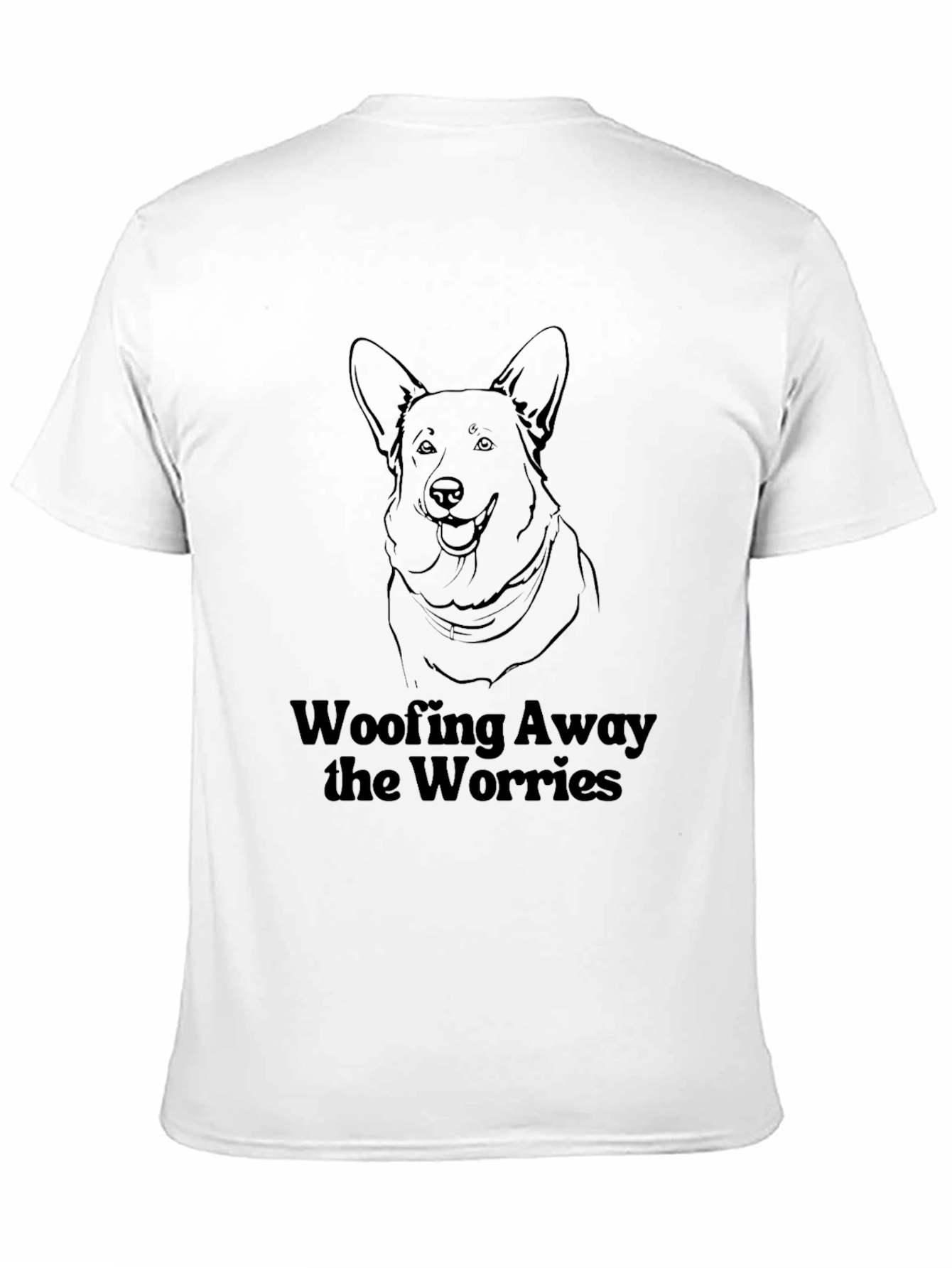 Woofing Away Worries Black Dog T-Shirt