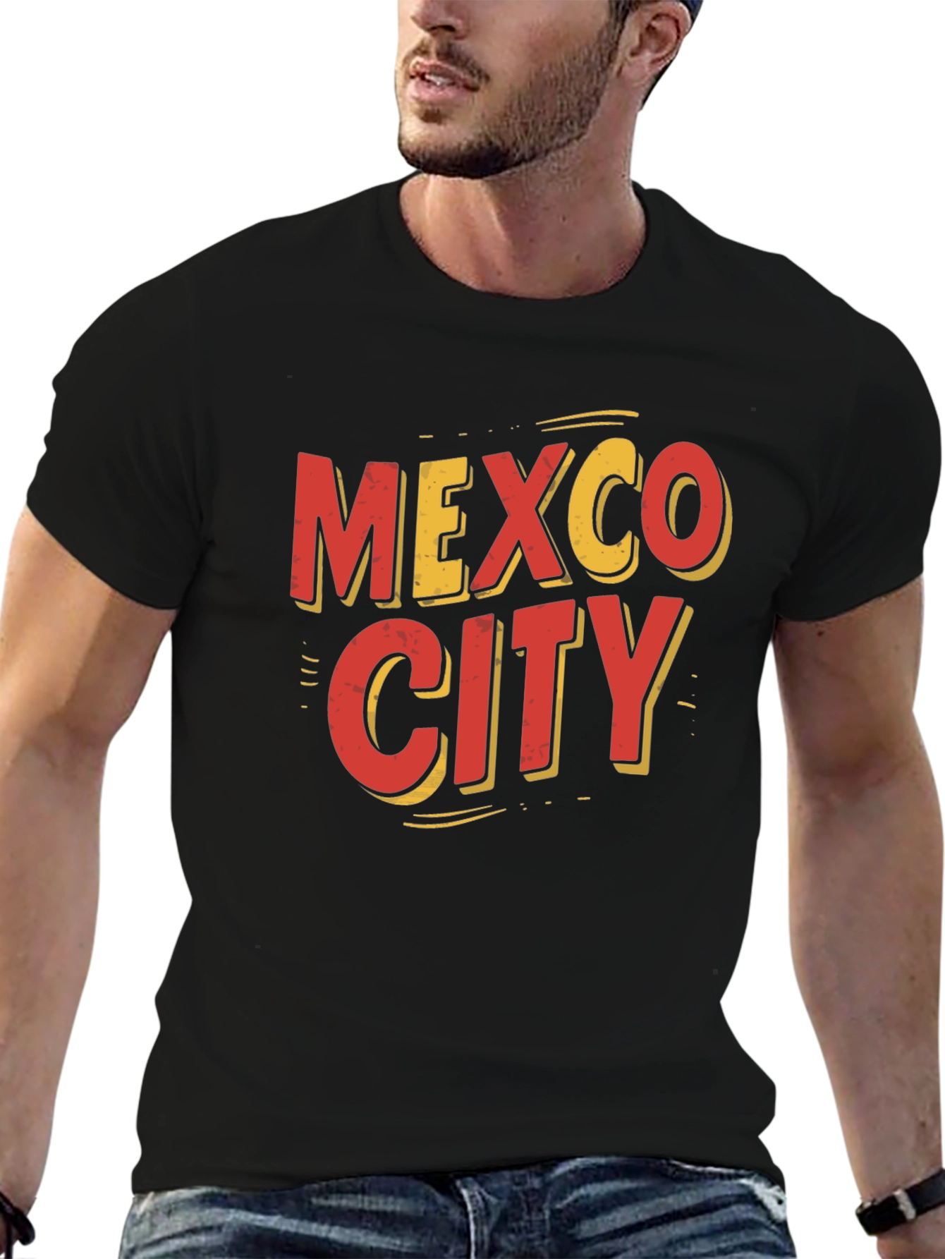 Mexico City Graphic Tee - Retro Style Black T-Shirt