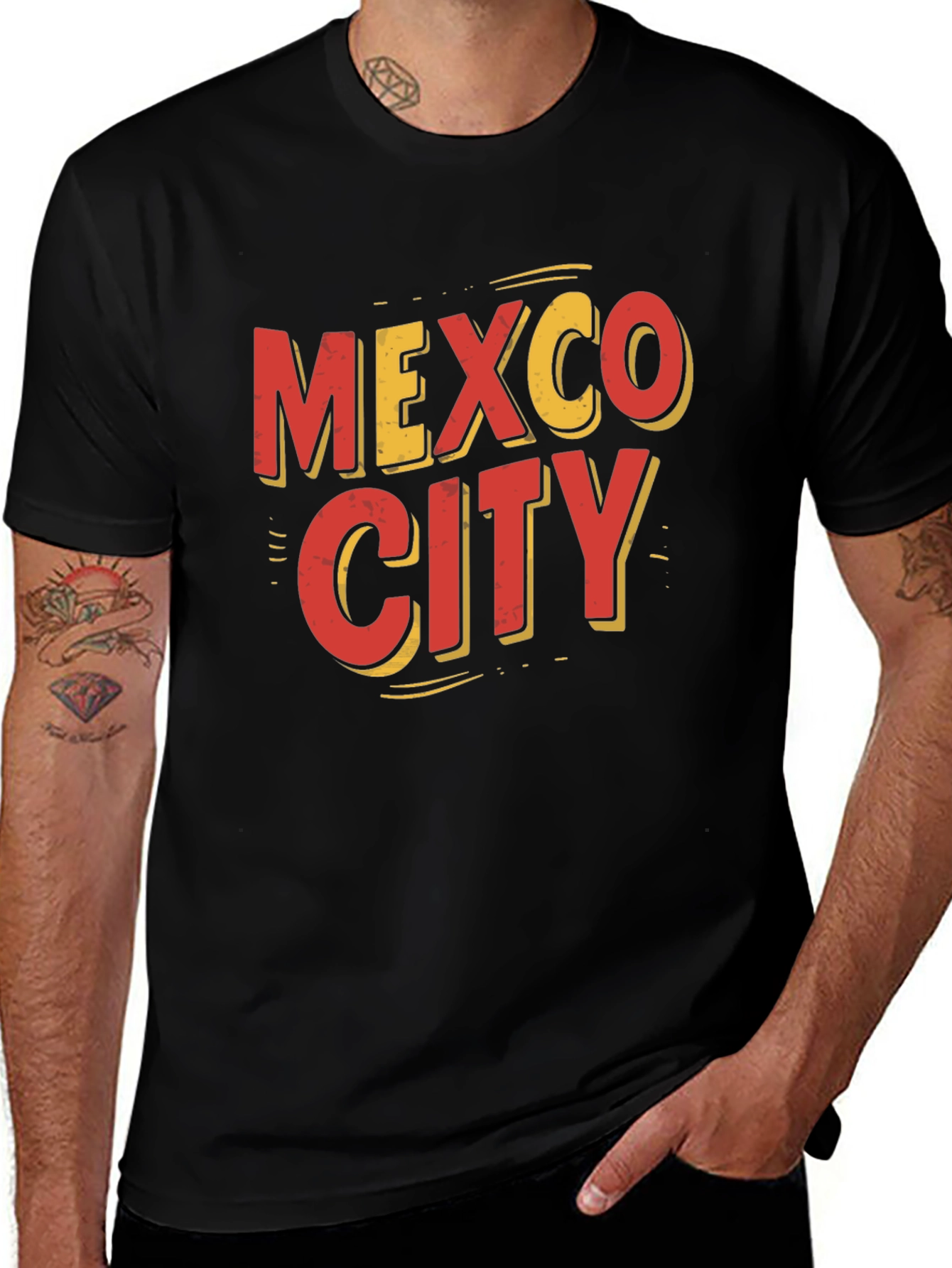 Mexico City Graphic Tee - Retro Style Black T-Shirt