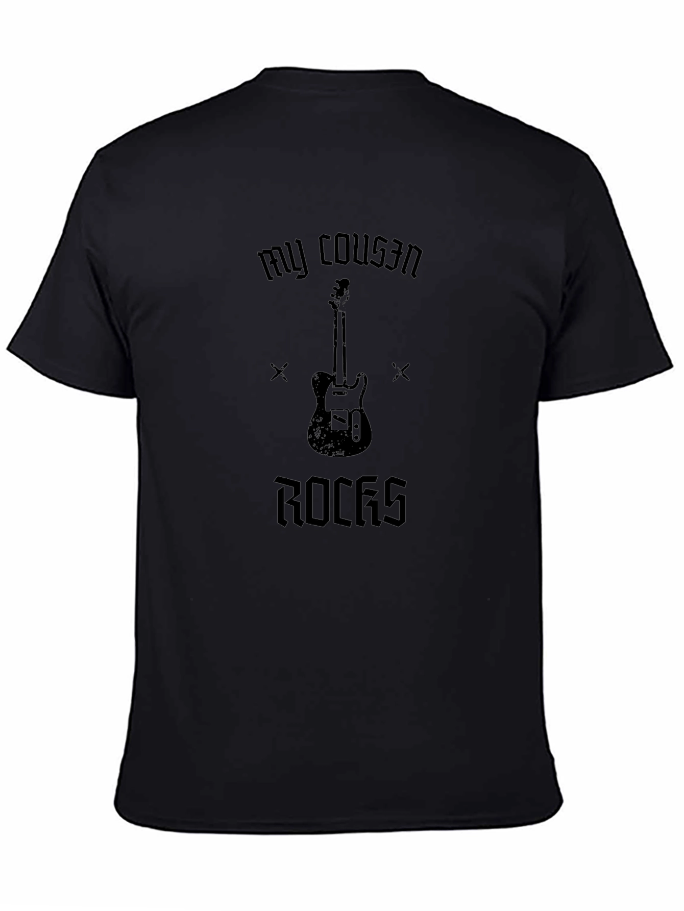 My Cousin Rocks Guitar T-Shirt - Black