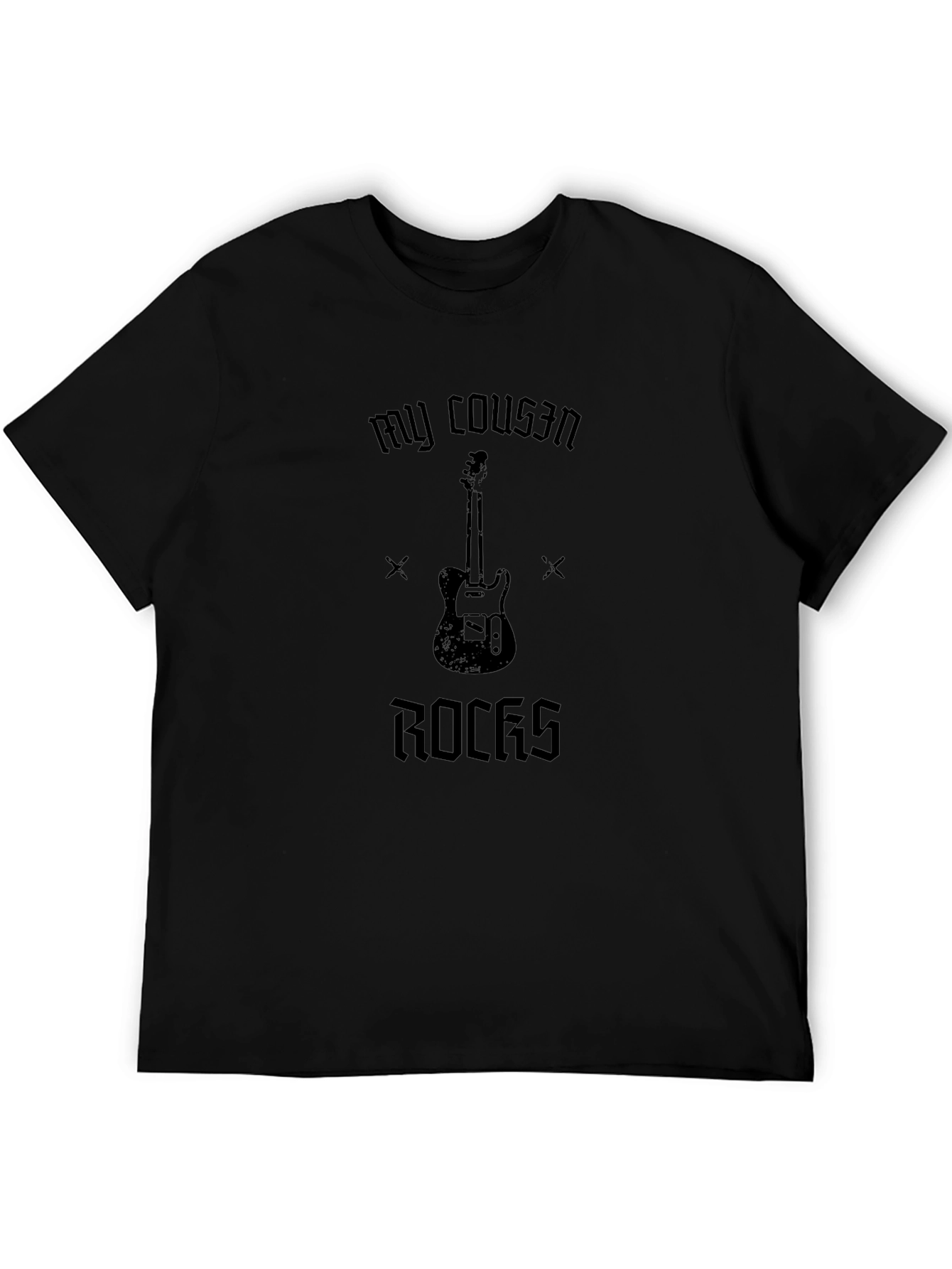 My Cousin Rocks Guitar T-Shirt - Black