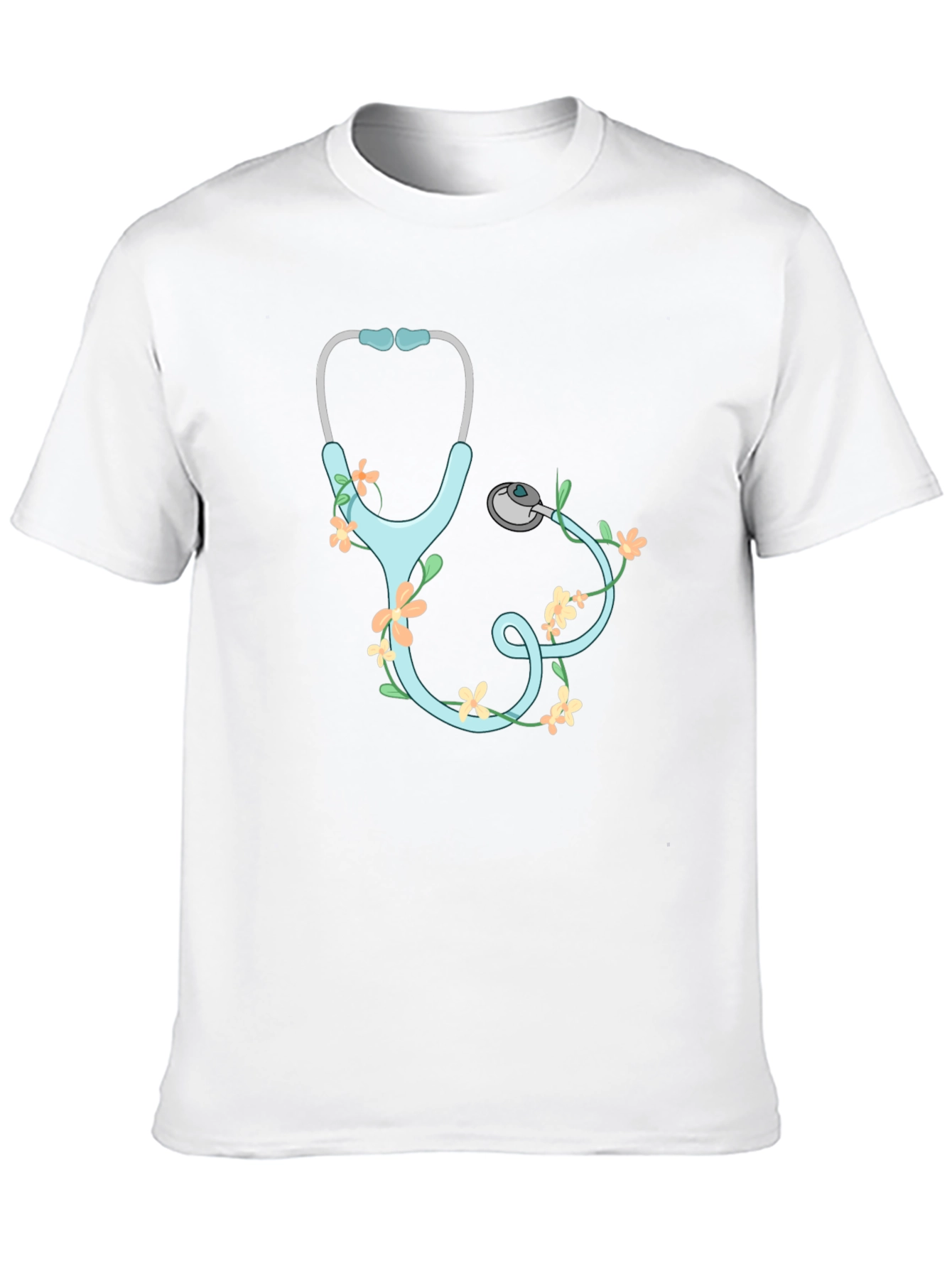 Floral Stethoscope Graphic T-Shirt - Black