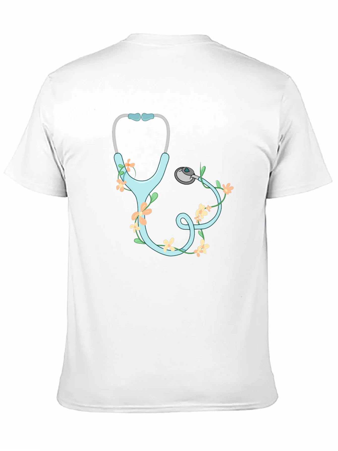 Floral Stethoscope Graphic T-Shirt - Black