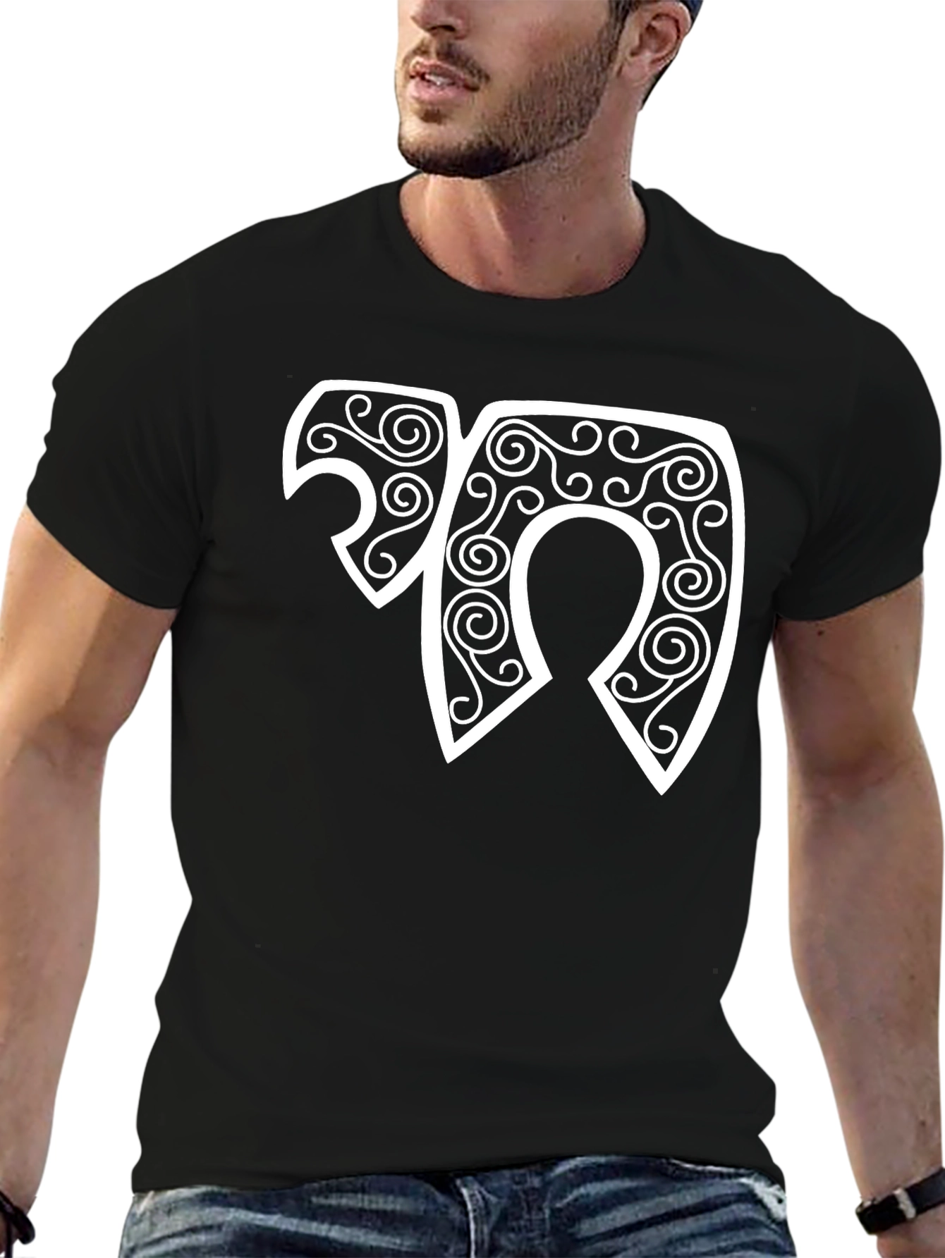 Unique Swirl Design Black T-Shirt