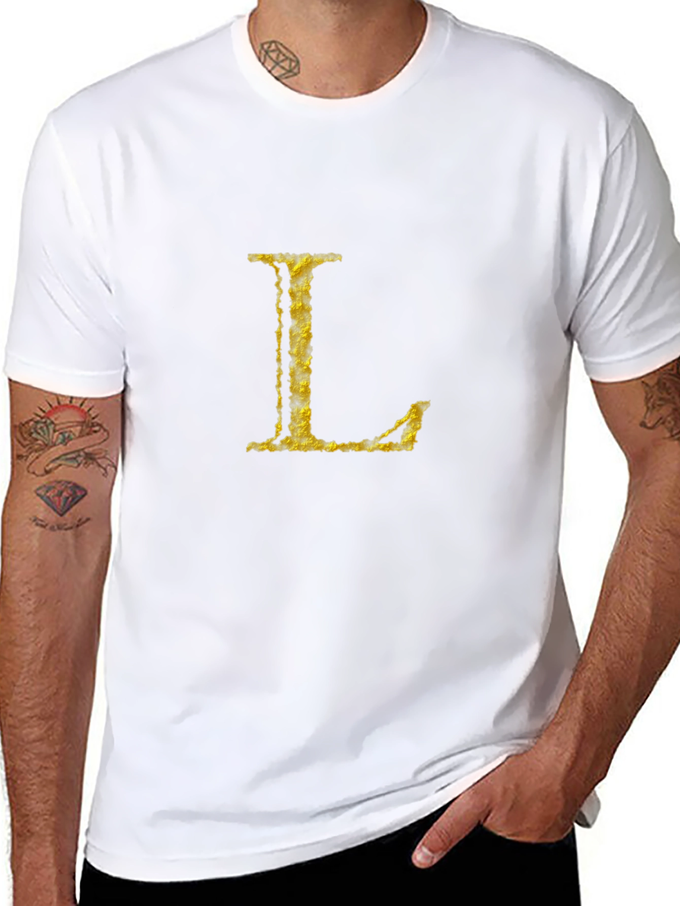 Golden Letter L Black T-Shirt