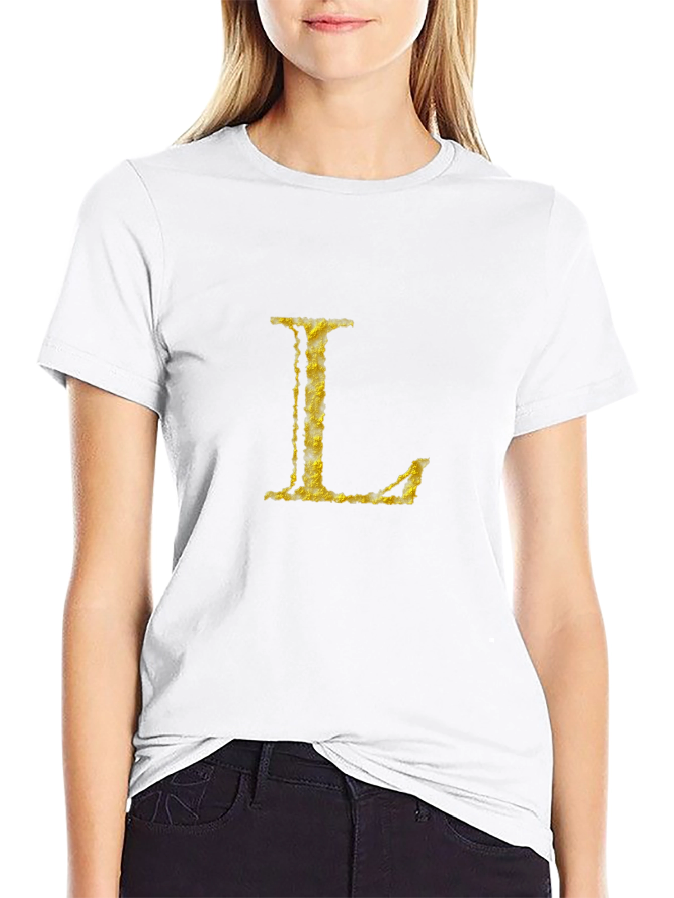 Golden Letter L Black T-Shirt