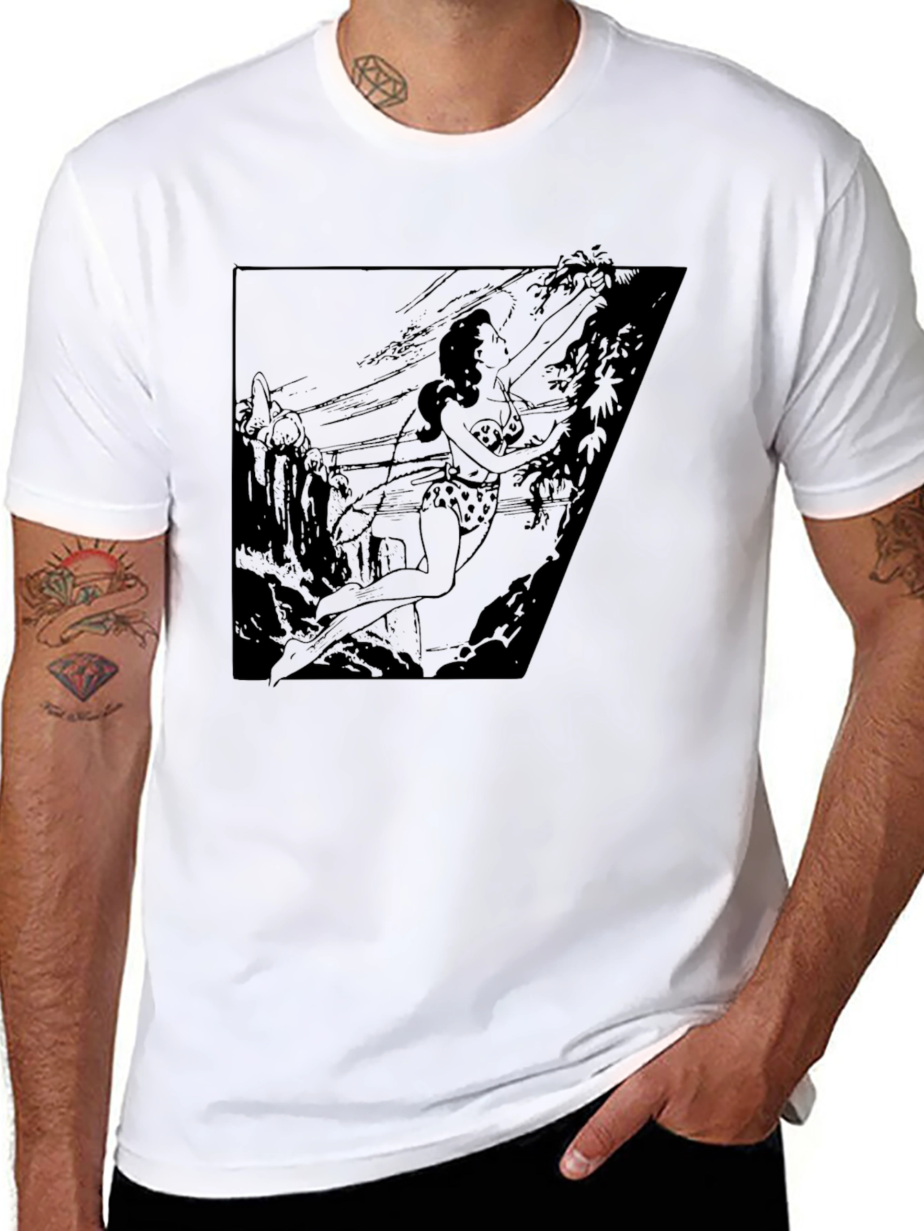 Jungle Girl Graphic Tee - Black Cotton T-Shirt