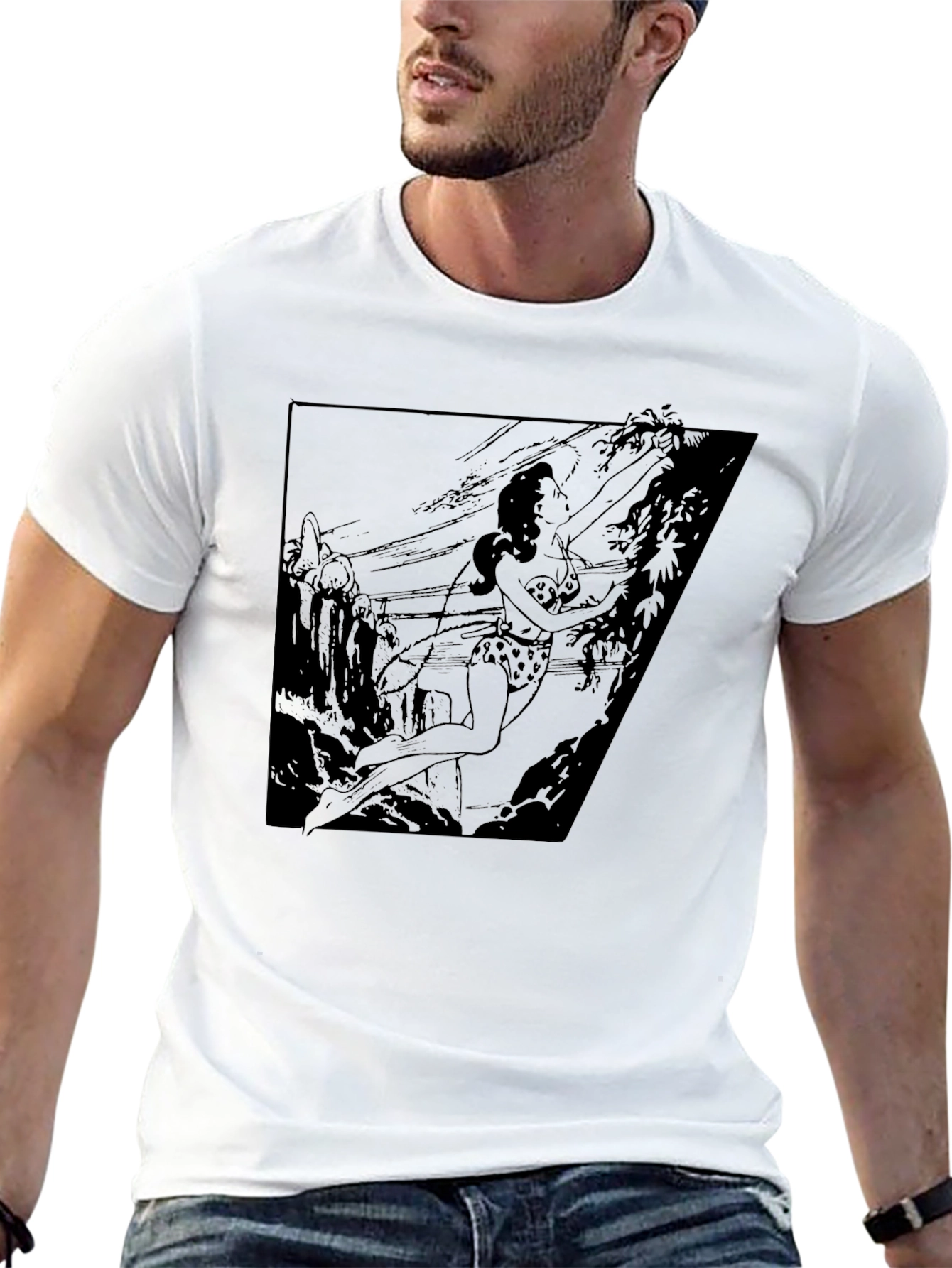 Jungle Girl Graphic Tee - Black Cotton T-Shirt