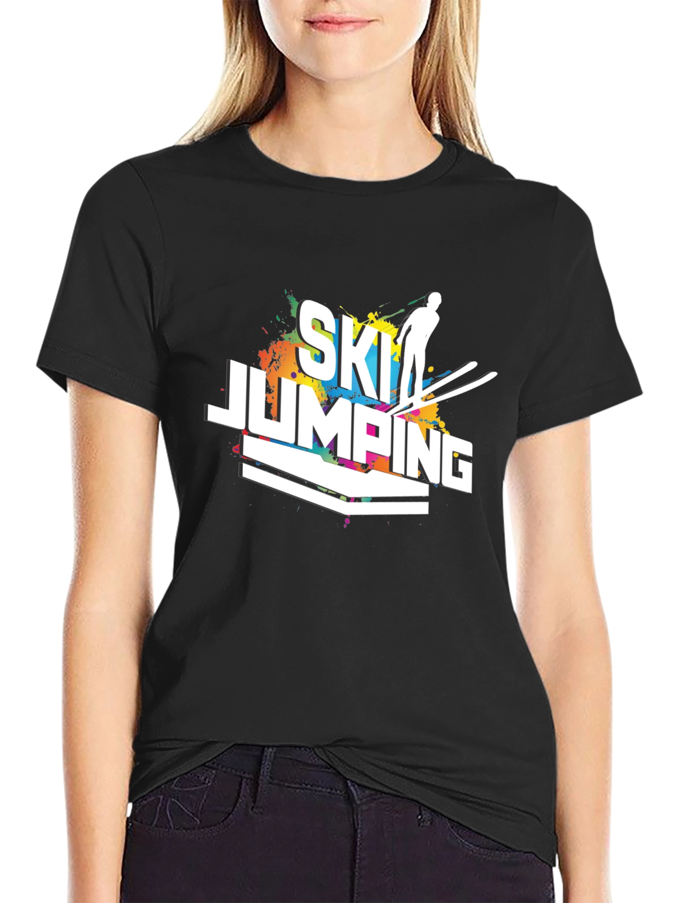 Ski Jumping Graphic Tee - Mens Black T-Shirt