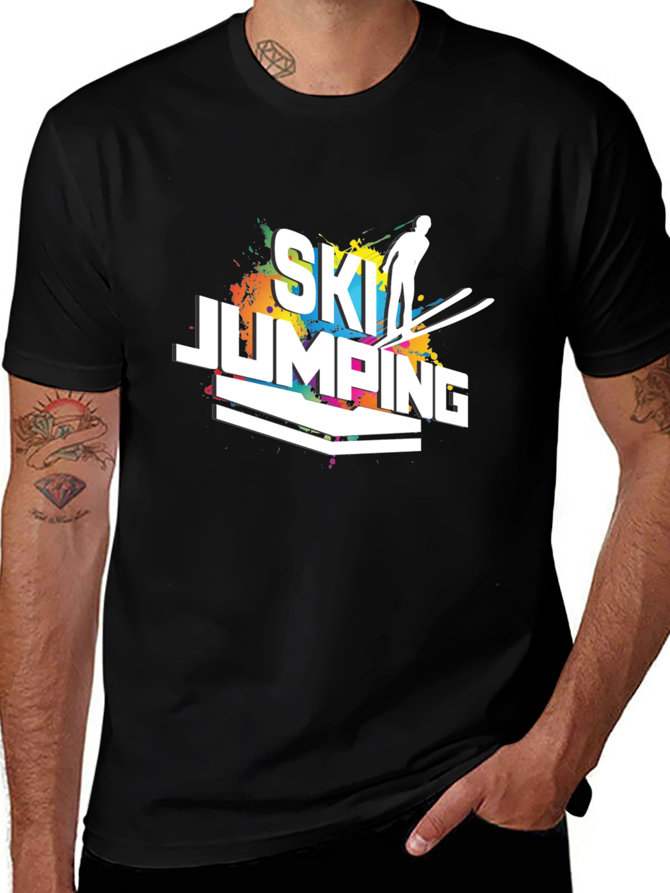 Ski Jumping Graphic Tee - Mens Black T-Shirt