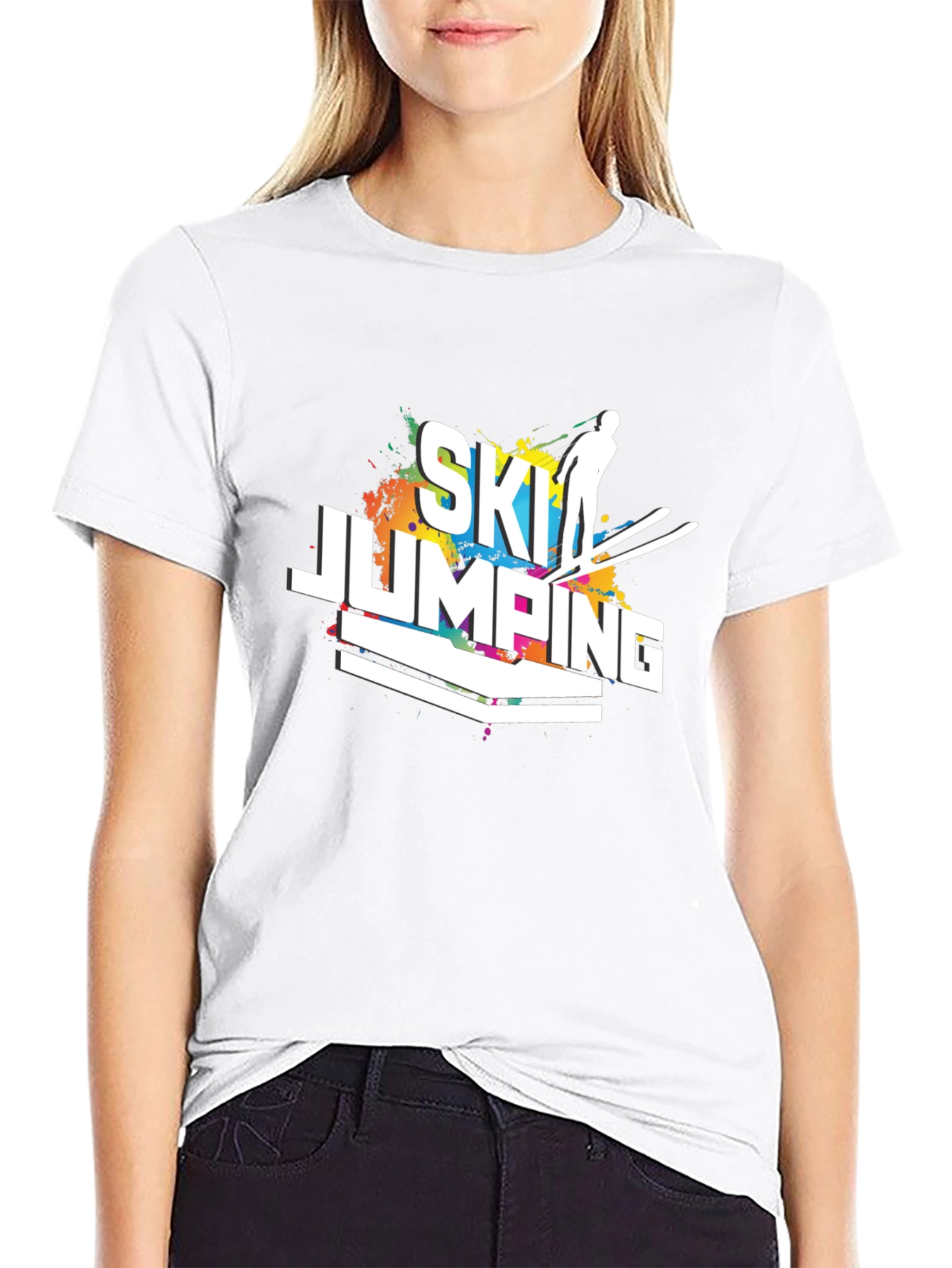 Ski Jumping Graphic Tee - Mens Black T-Shirt