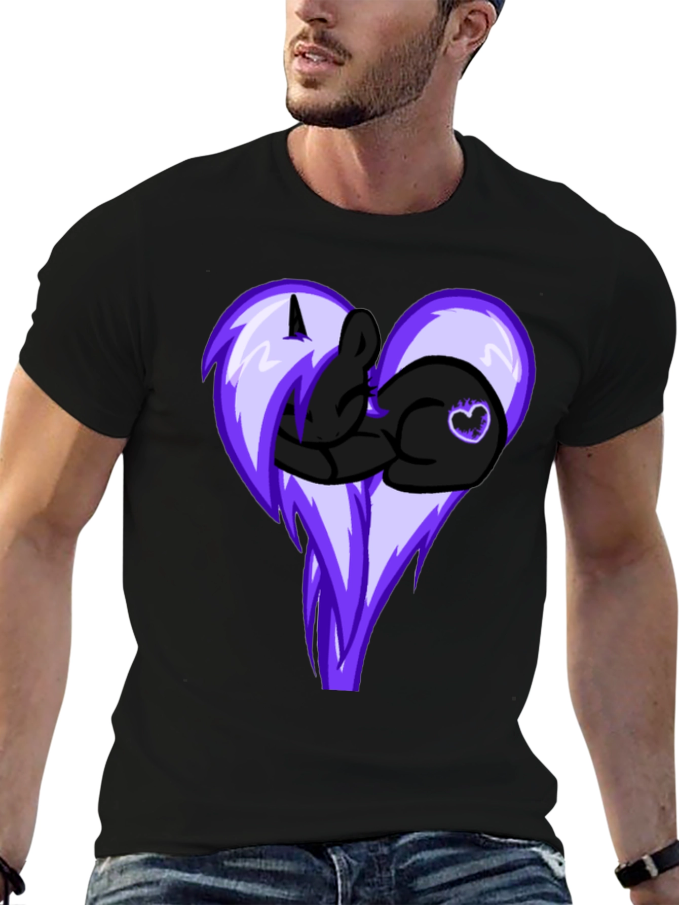 Heart Pony Graphic Tee - Black