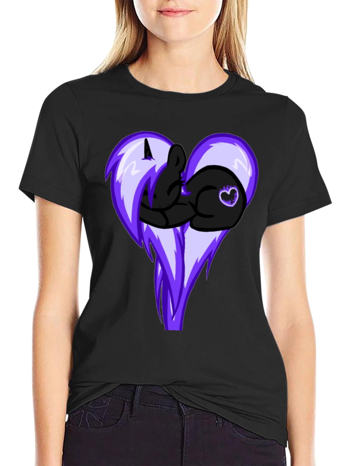 Heart Pony Graphic Tee - Black