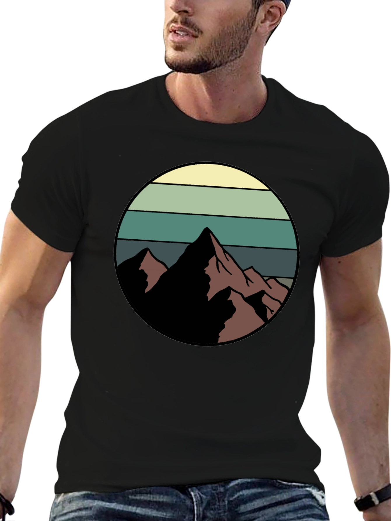 Retro Mountain Graphic Tee - Black