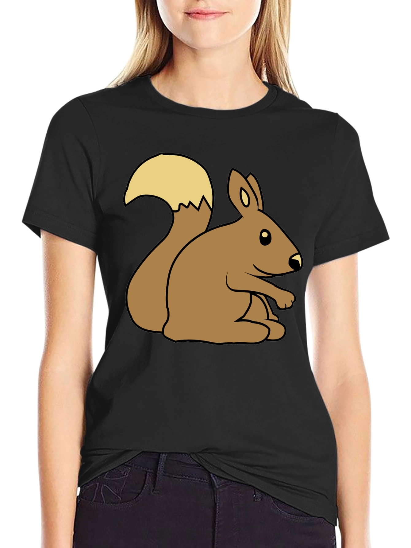 Cute Squirrel Graphic Tee - Unisex Black T-Shirt
