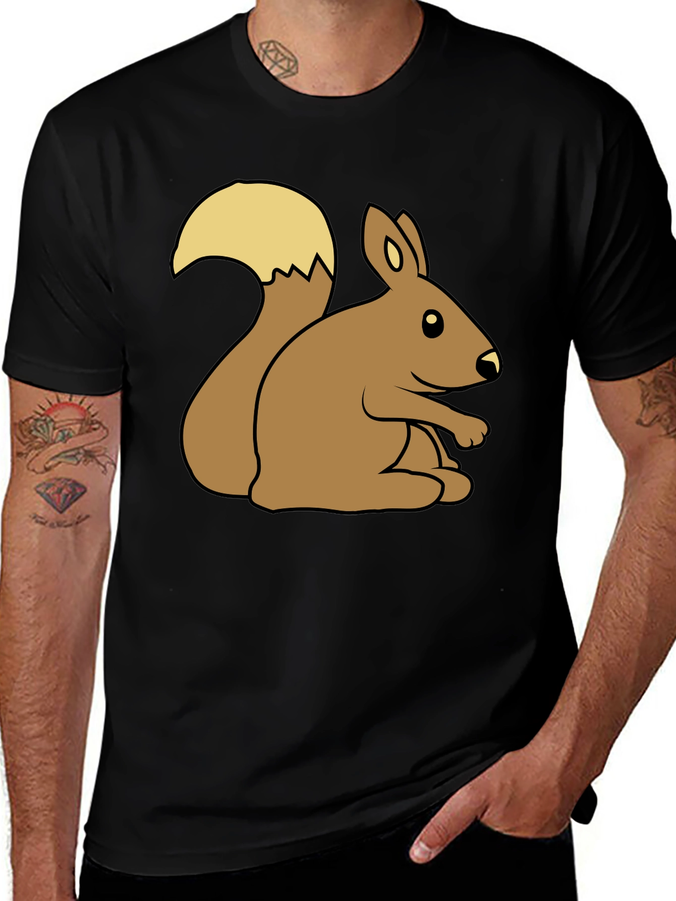 Cute Squirrel Graphic Tee - Unisex Black T-Shirt