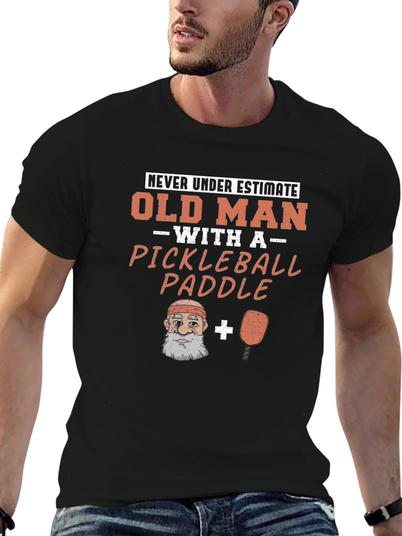 Old Man Pickleball Paddle Funny Graphic Tee