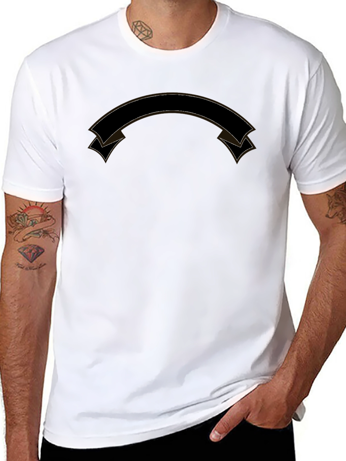 Mens Black Graphic Tee - Customizable Banner Design