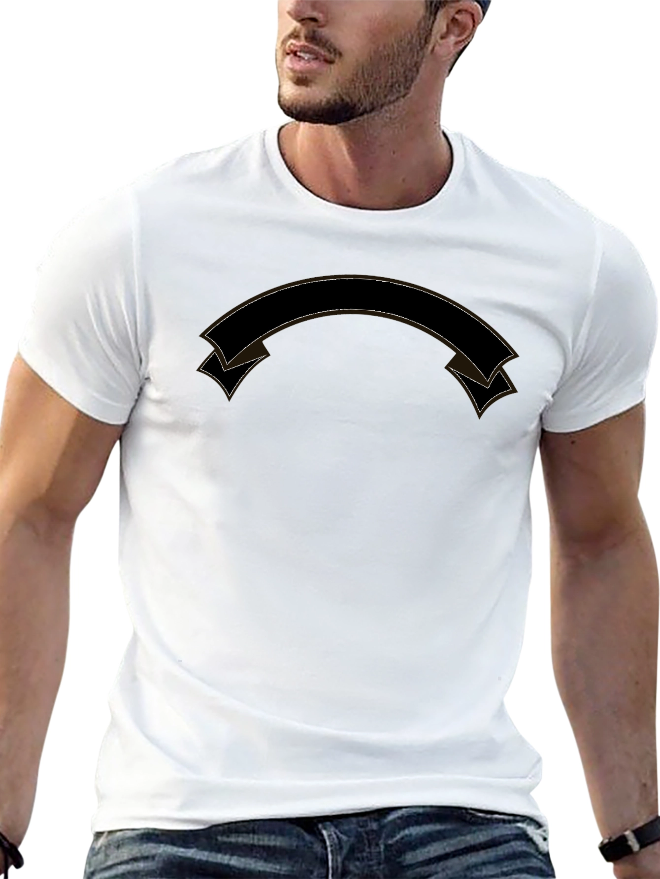 Mens Black Graphic Tee - Customizable Banner Design