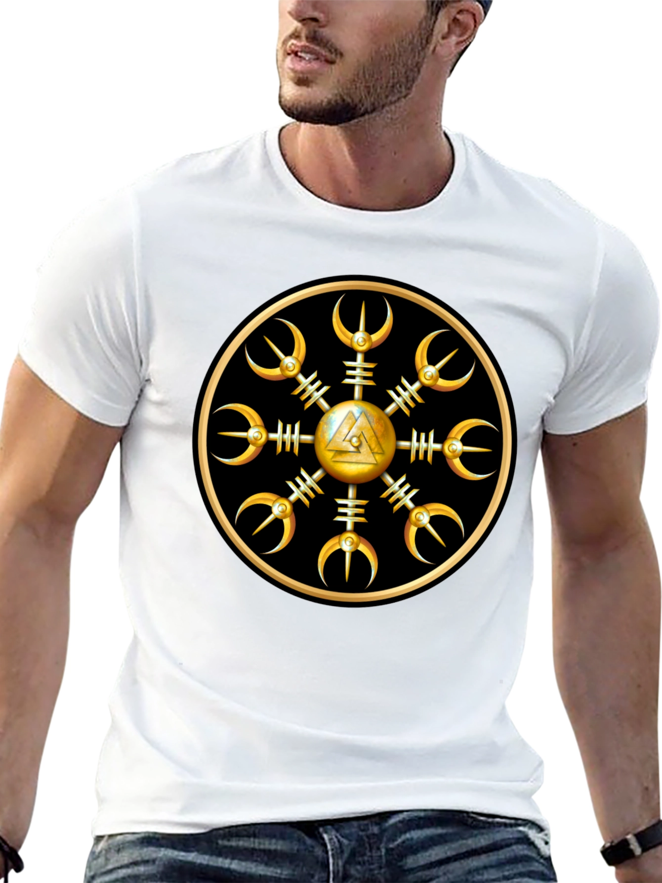 Helm of Awe Viking Symbol Black T-Shirt