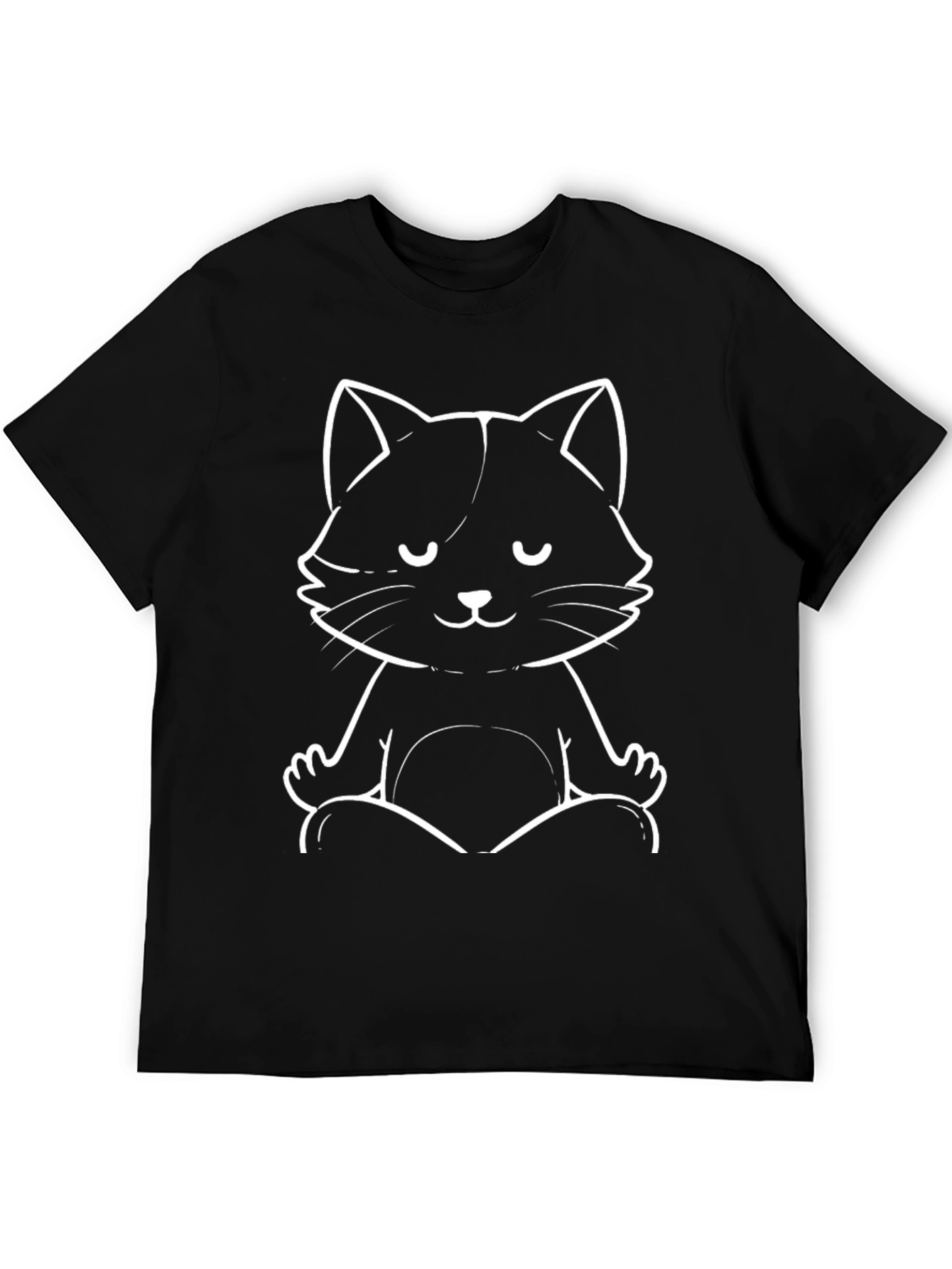 Meditating Cat Graphic Tee - Zen Relaxation T-Shirt