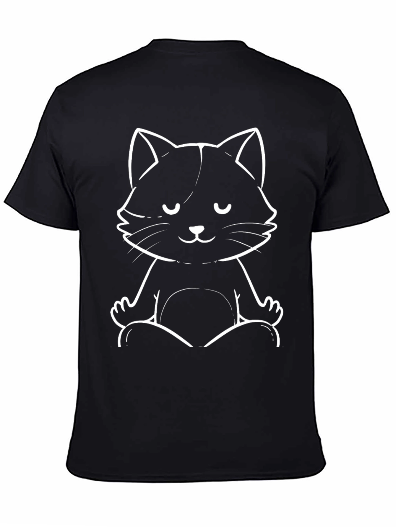 Meditating Cat Graphic Tee - Zen Relaxation T-Shirt