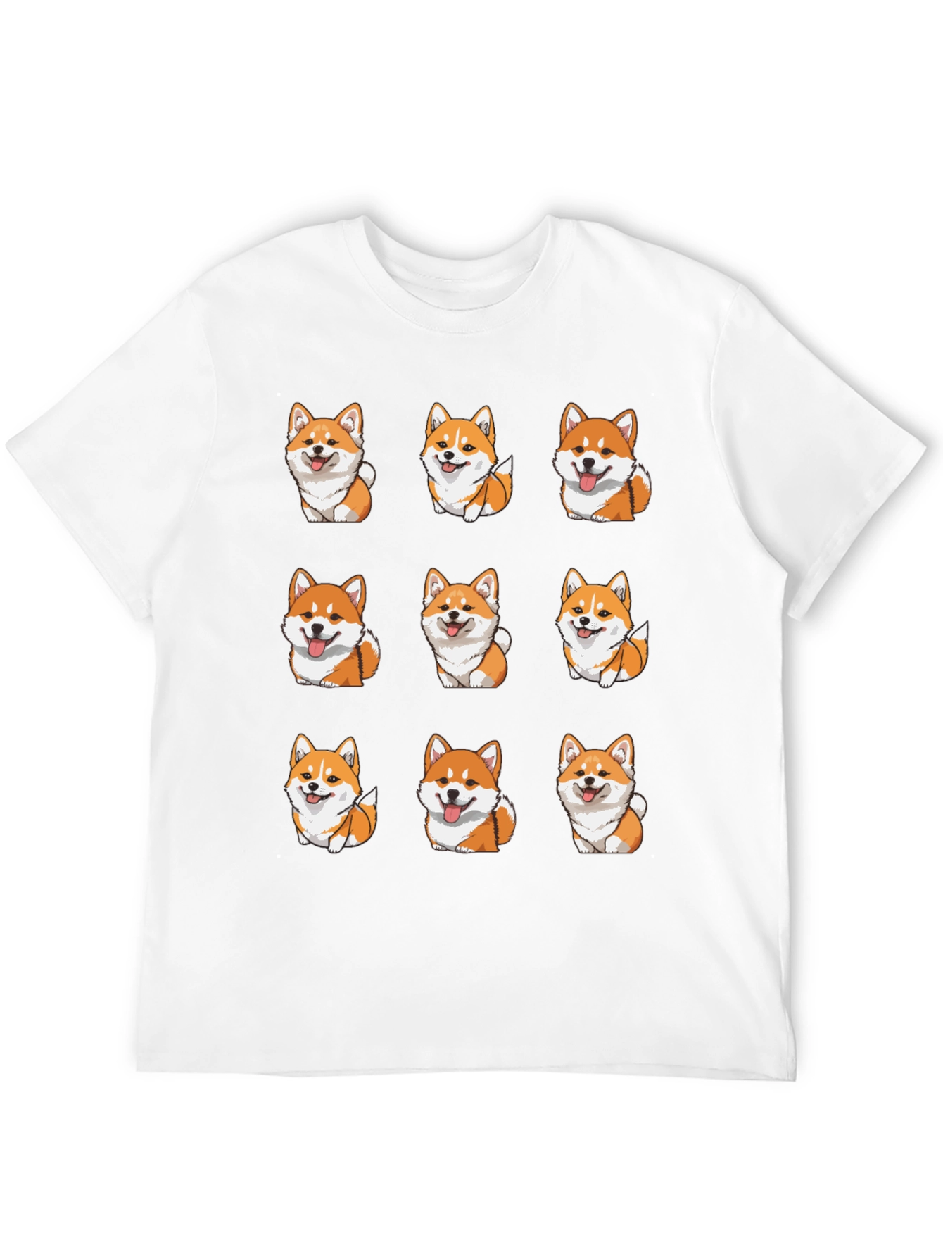 Corgi Dog Pattern Black T-Shirt