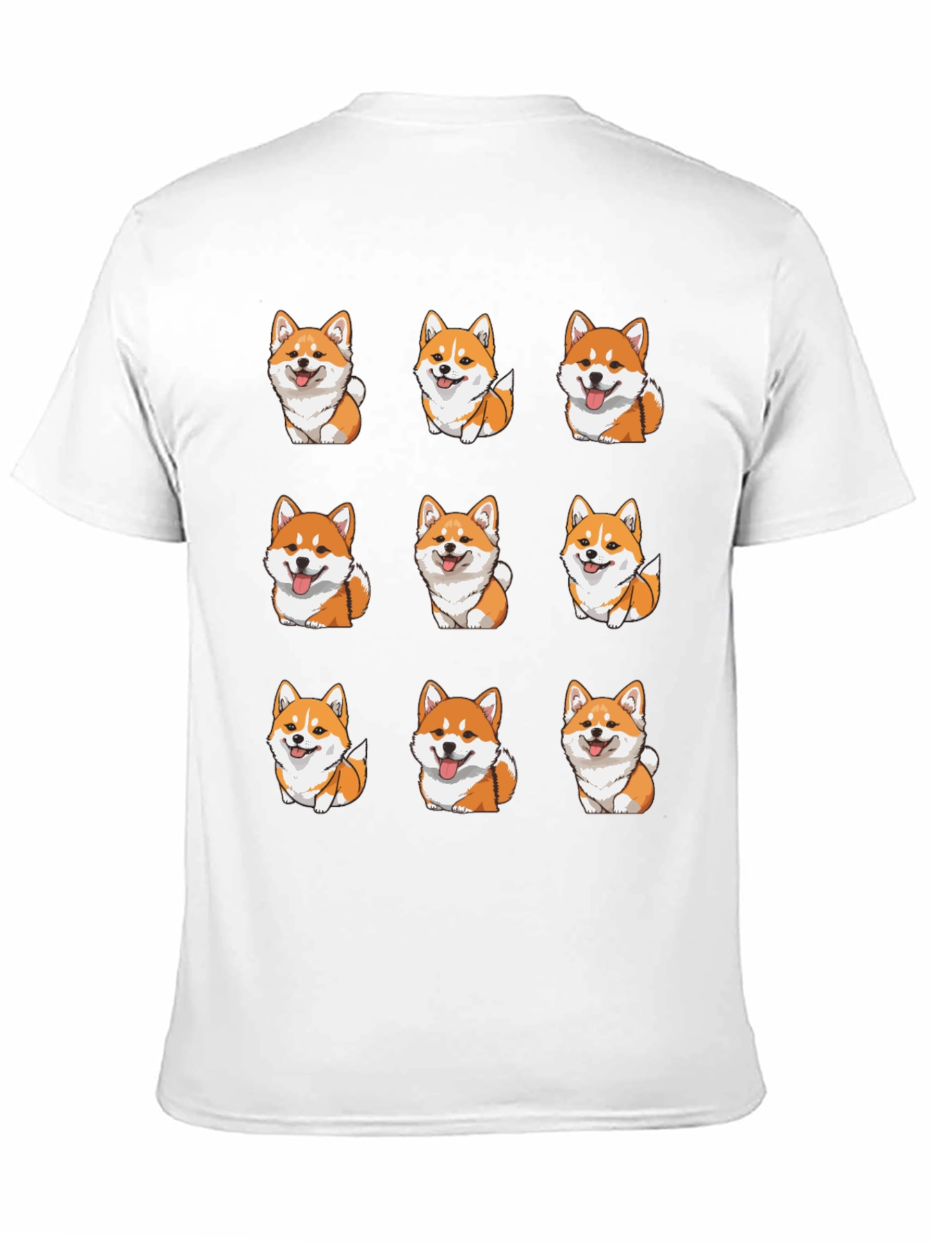 Corgi Dog Pattern Black T-Shirt