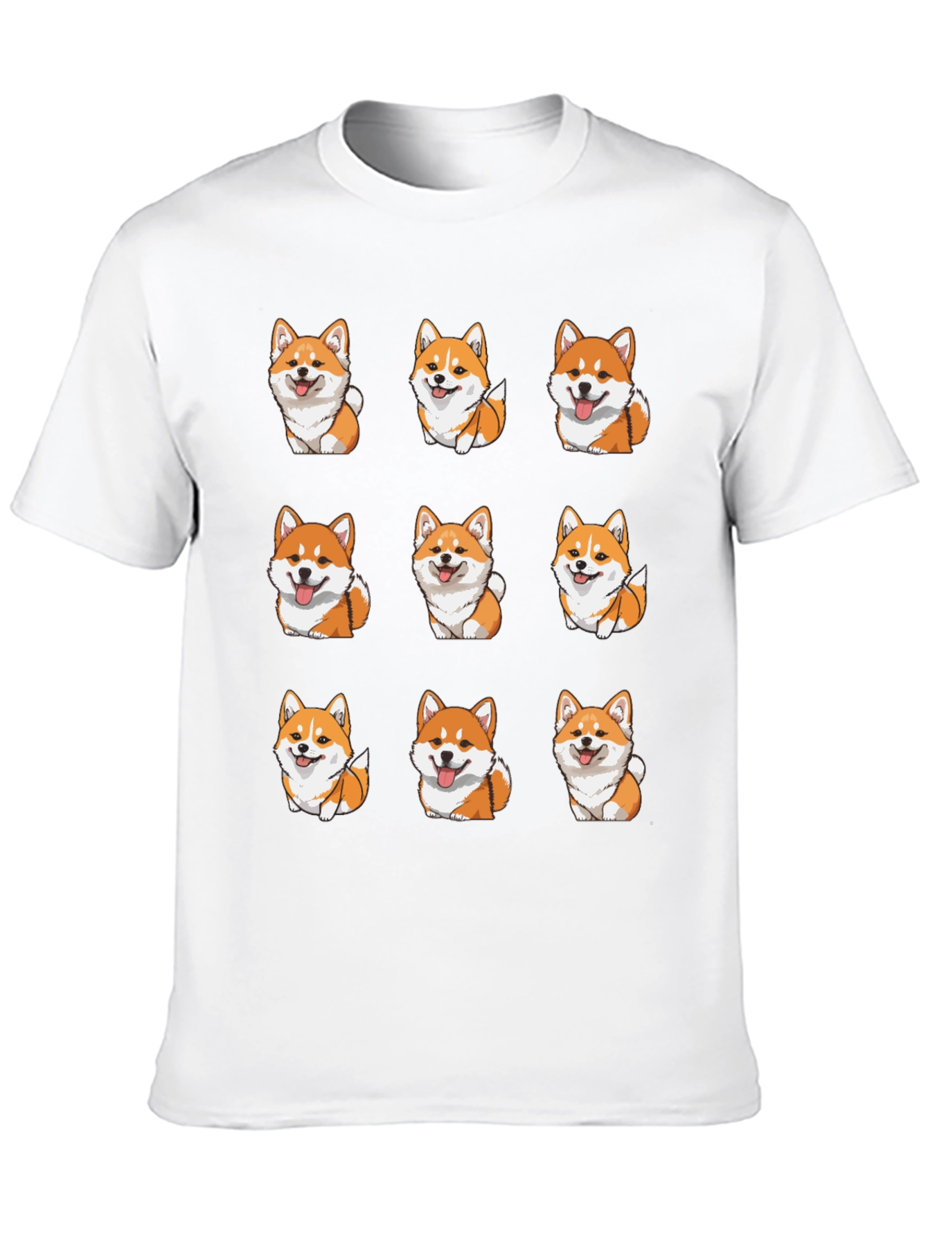 Corgi Dog Pattern Black T-Shirt