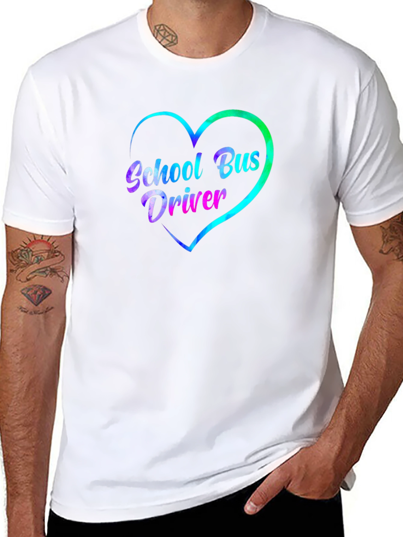 School Bus Driver Heart Graphic Tee - Black