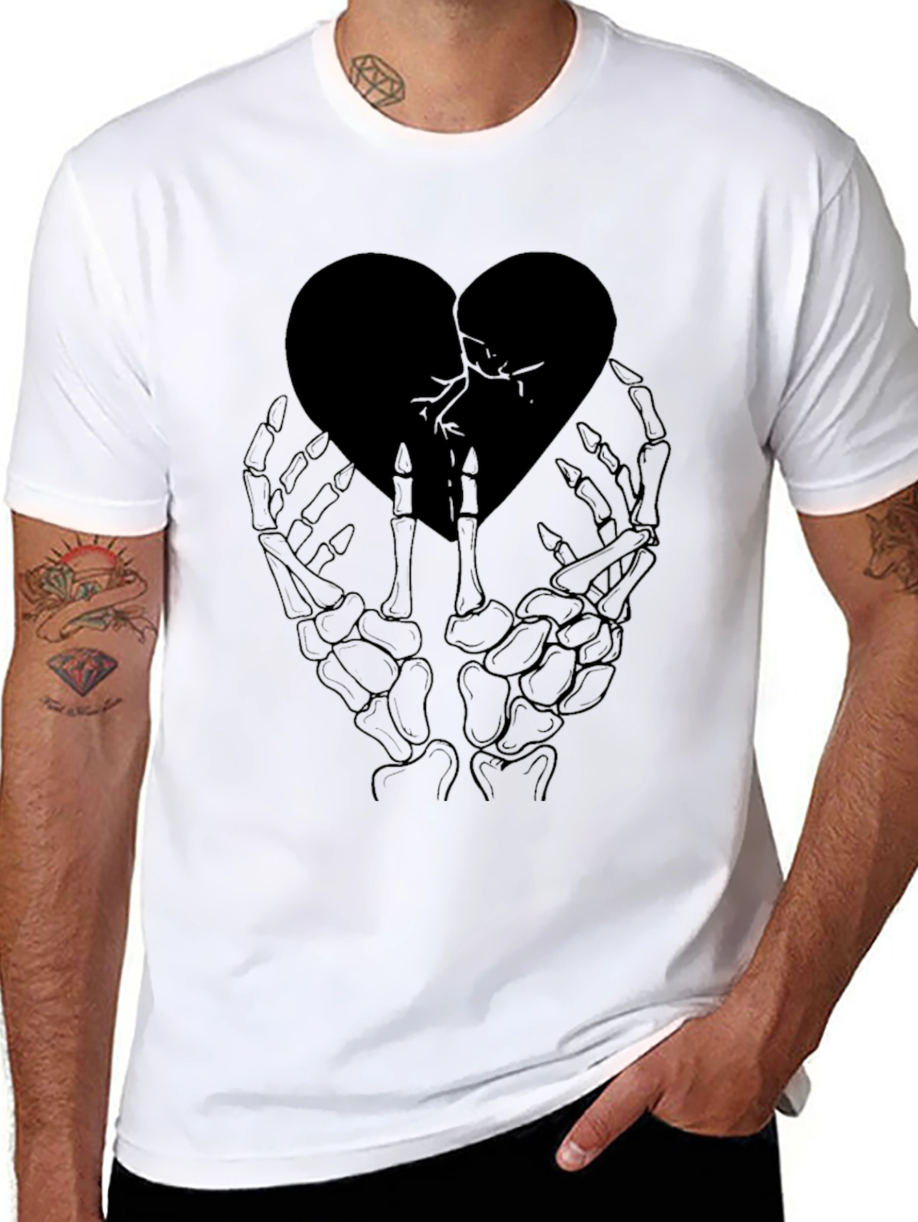 Broken Heart Skeleton Hand Graphic Tee