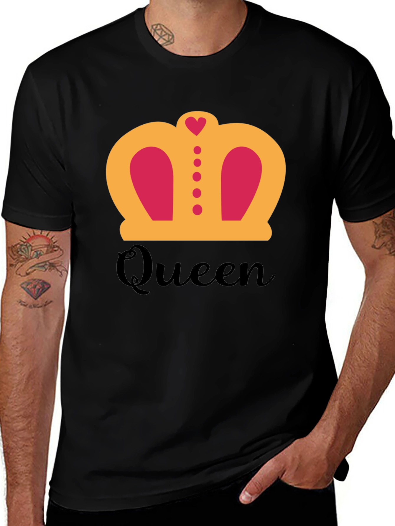 Queen Crown Graphic T-Shirt - Black