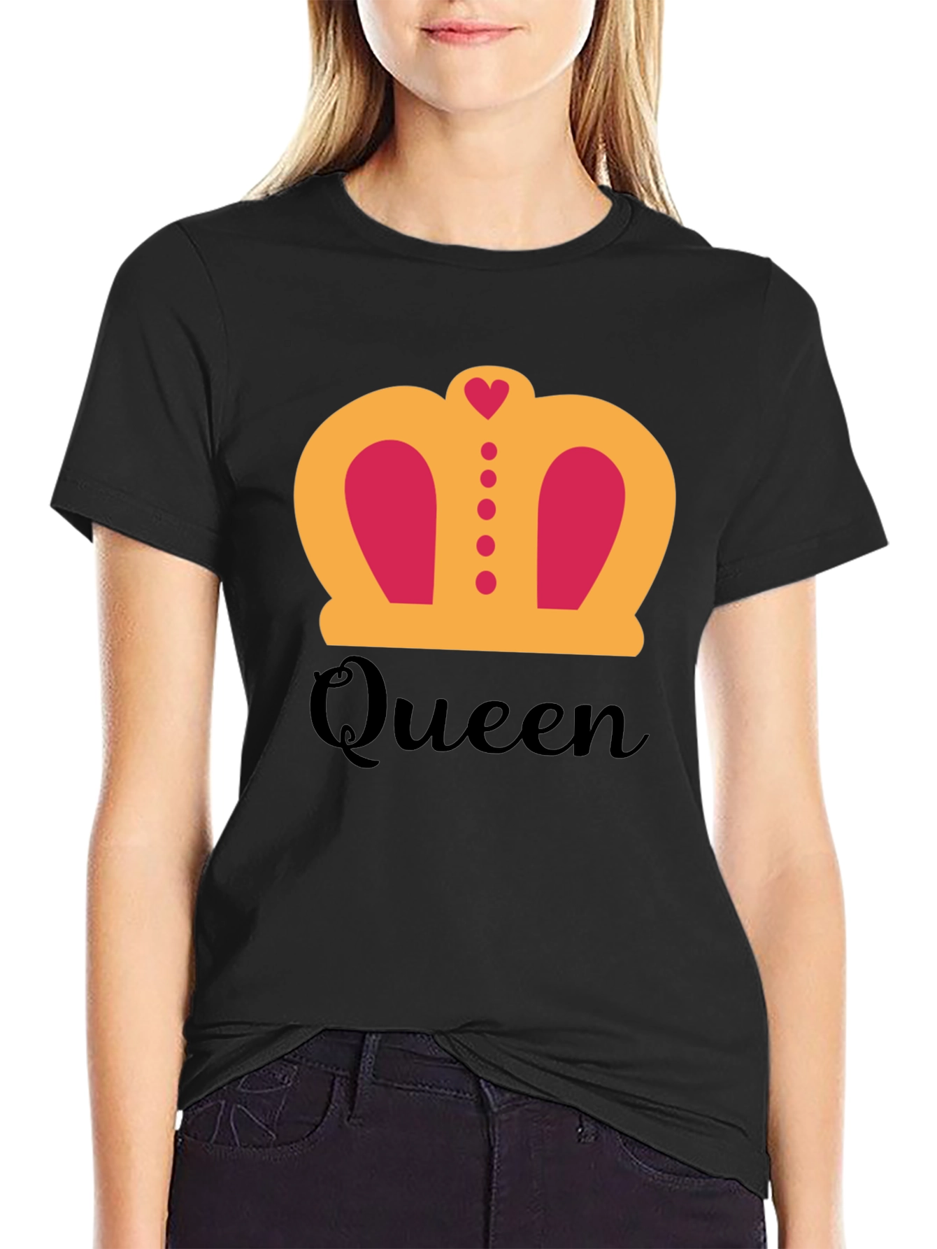 Queen Crown Graphic T-Shirt - Black