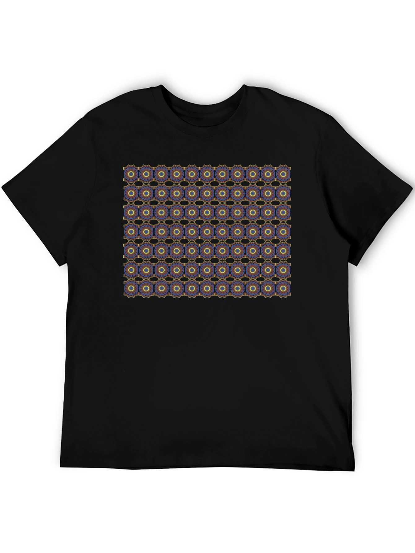 Geometric Pattern Black Crew Neck T-Shirt