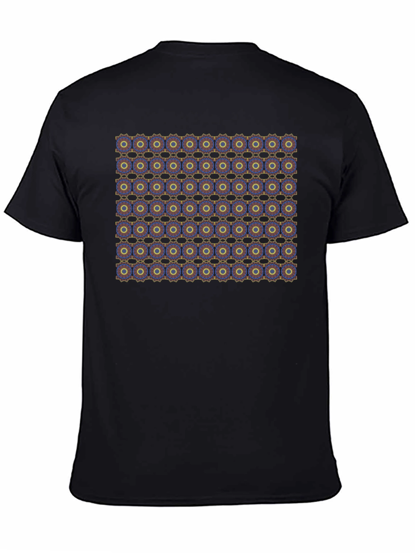 Geometric Pattern Black Crew Neck T-Shirt
