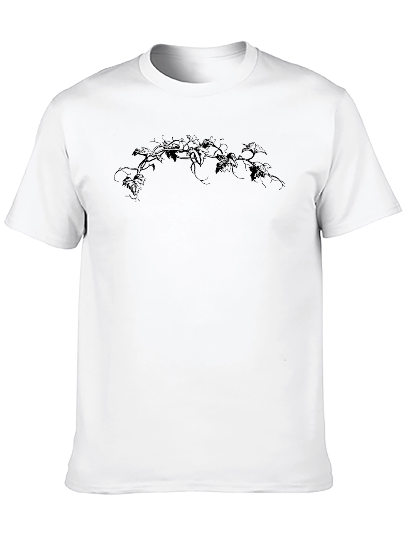 Mens Black T-Shirt with Vine Design