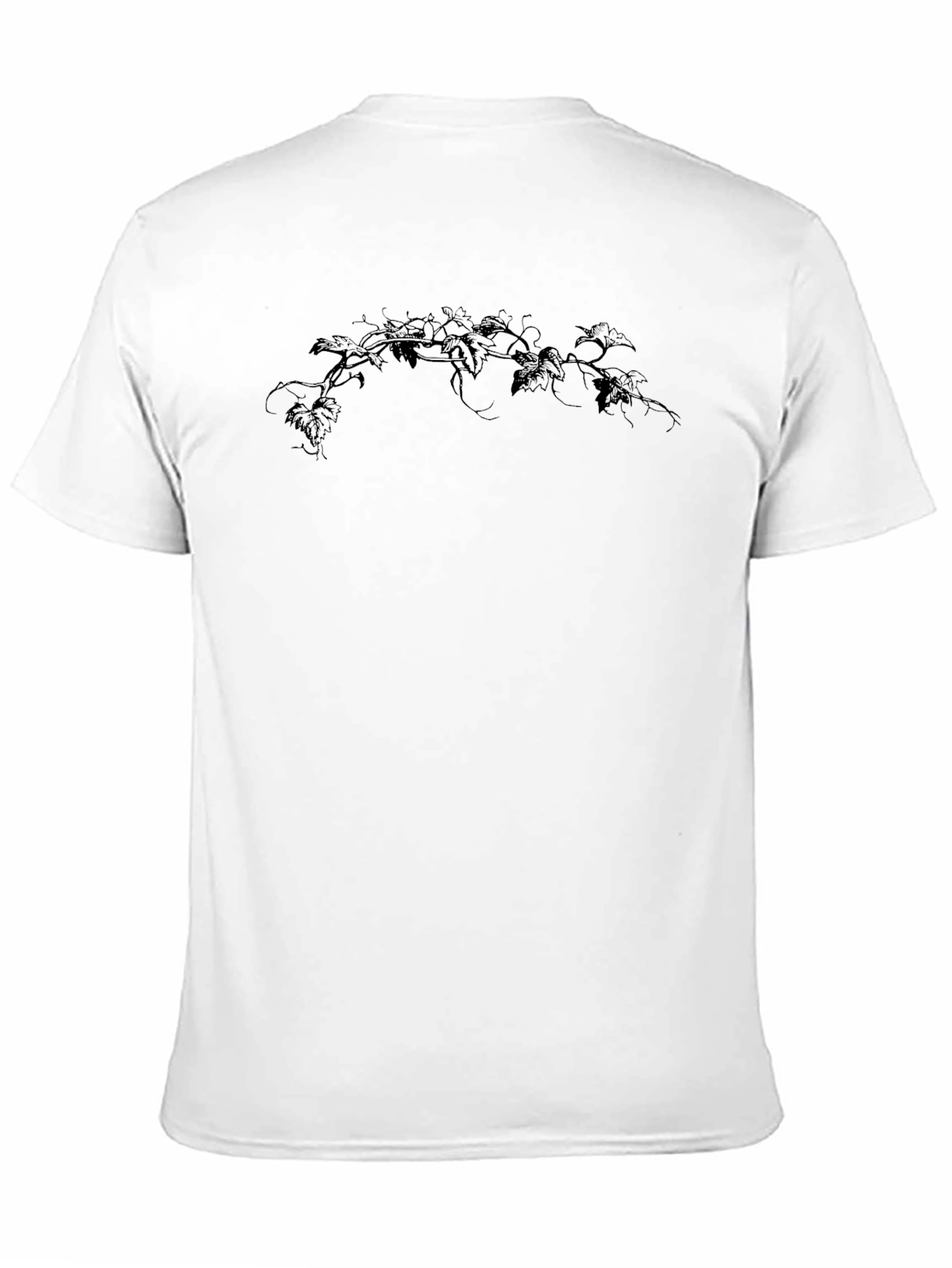 Mens Black T-Shirt with Vine Design