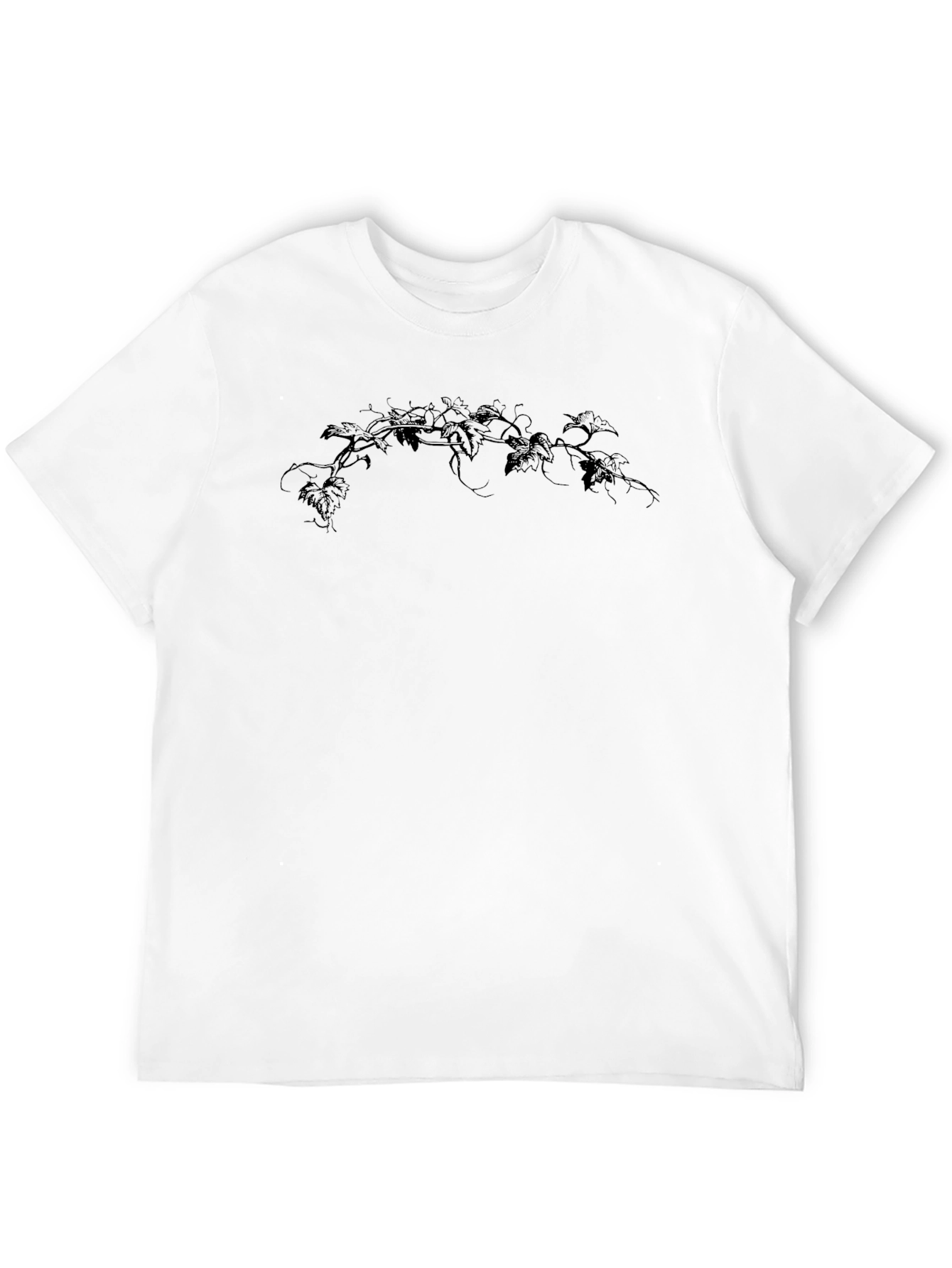 Mens Black T-Shirt with Vine Design