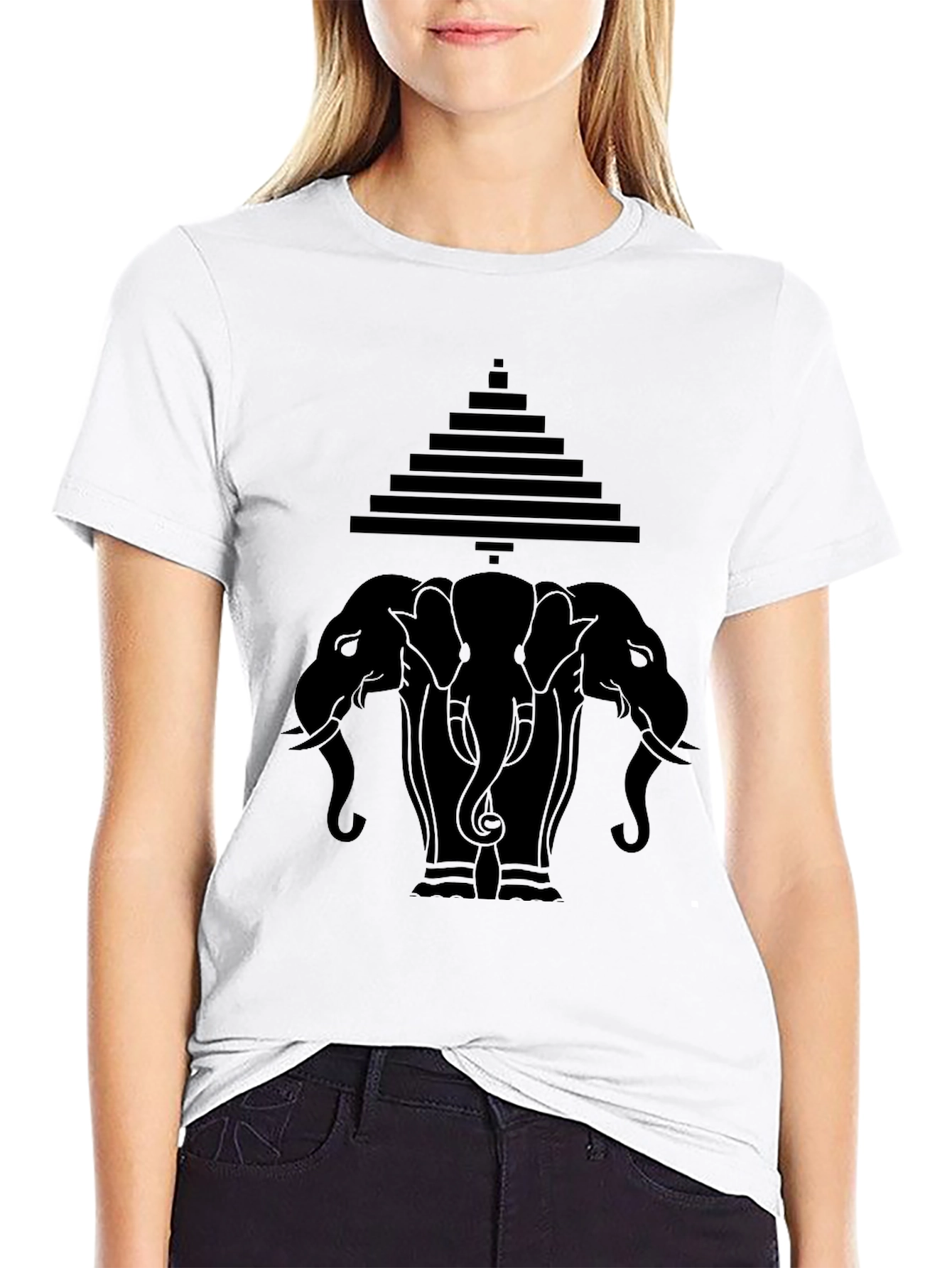 Three Elephant Pyramid Graphic Tee - Black
