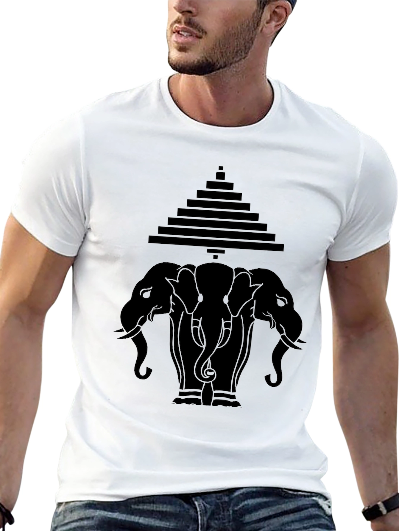 Three Elephant Pyramid Graphic Tee - Black