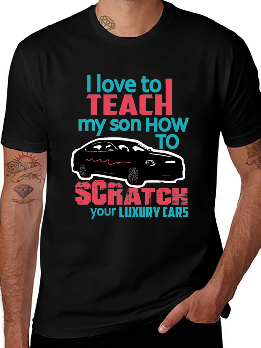 Funny Scratch Luxury Cars Graphic T-Shirt