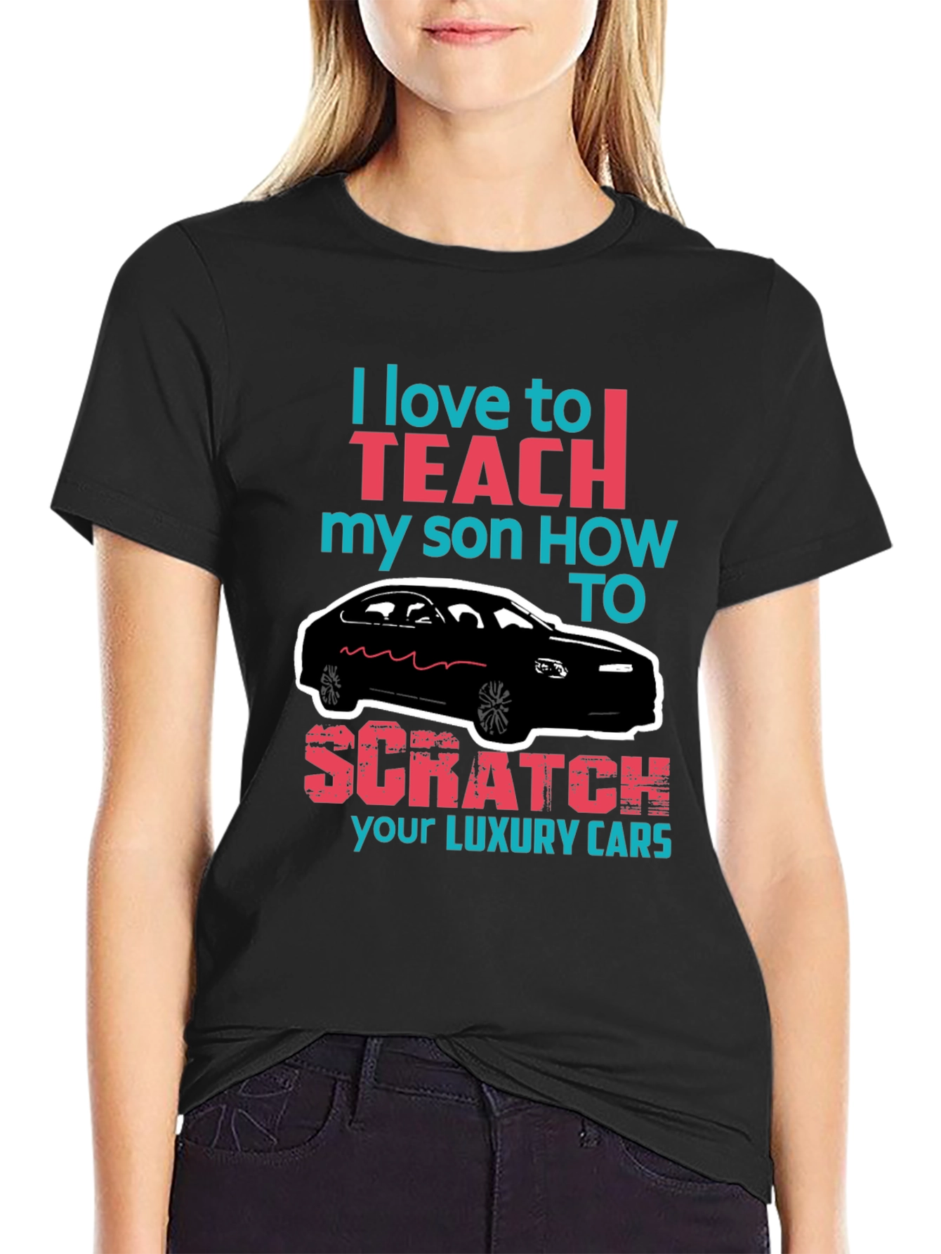 Funny Scratch Luxury Cars Graphic T-Shirt