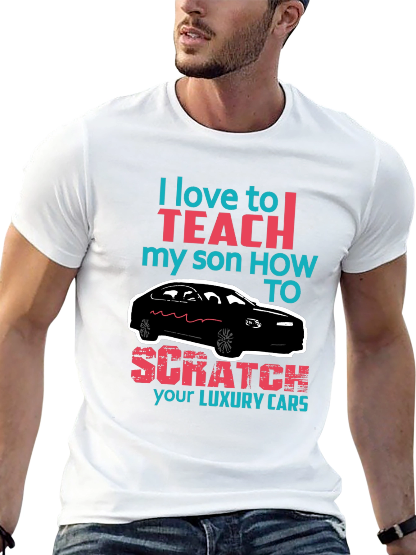 Funny Scratch Luxury Cars Graphic T-Shirt